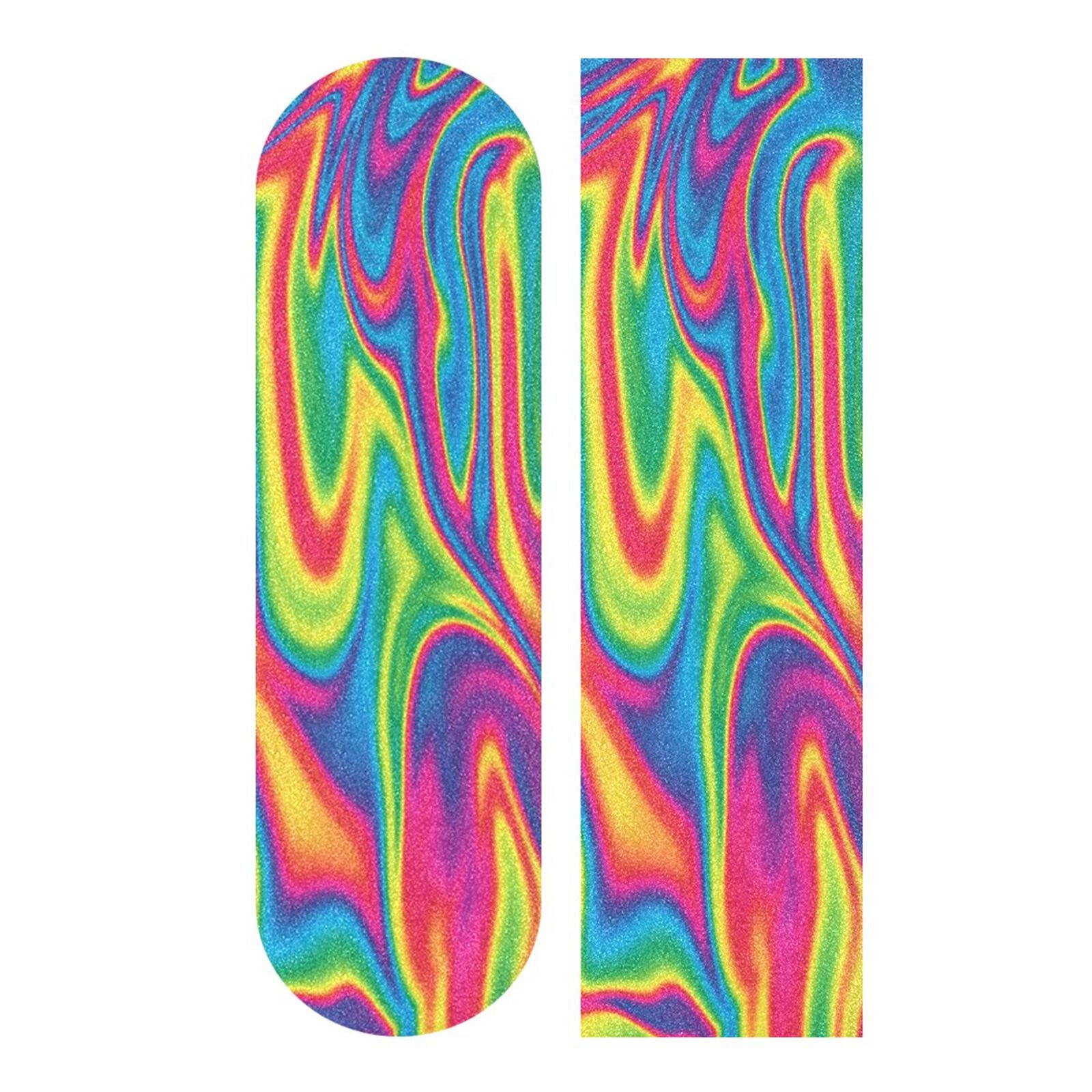 ALAZA Tie Dye Pride Rainbow Swirl Skateboard Grip Tape Sheets 44