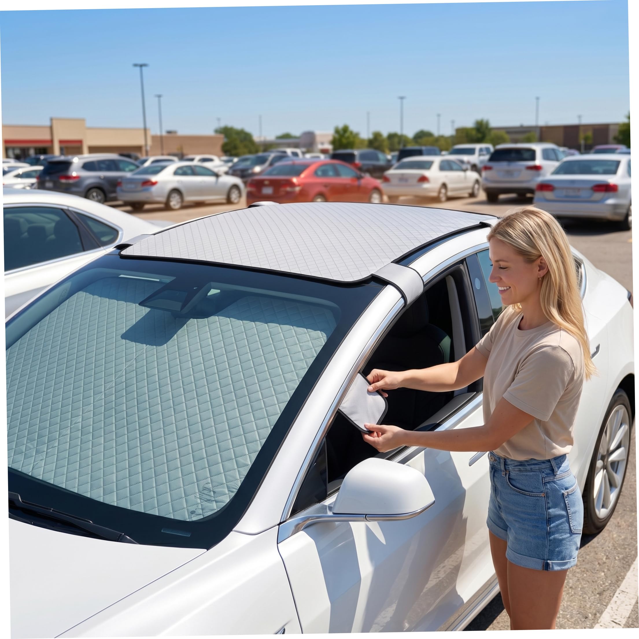 Pare-Soleil de Toit ouvrant Isolant Double Couche avec Clip de Porte antivol – Pare-Soleil pour intérieur Voiture, Protection Contre Les intempéries pour toits ouvrants panoramiques, 150 x 115 cm