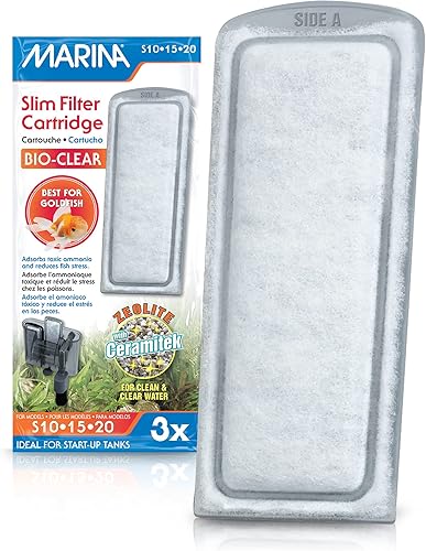 Marina Bio - Cartucho de repuesto de cerámica transparente para filtros delgados, paquete de 3, filtración óptima para un acuario saludable, color