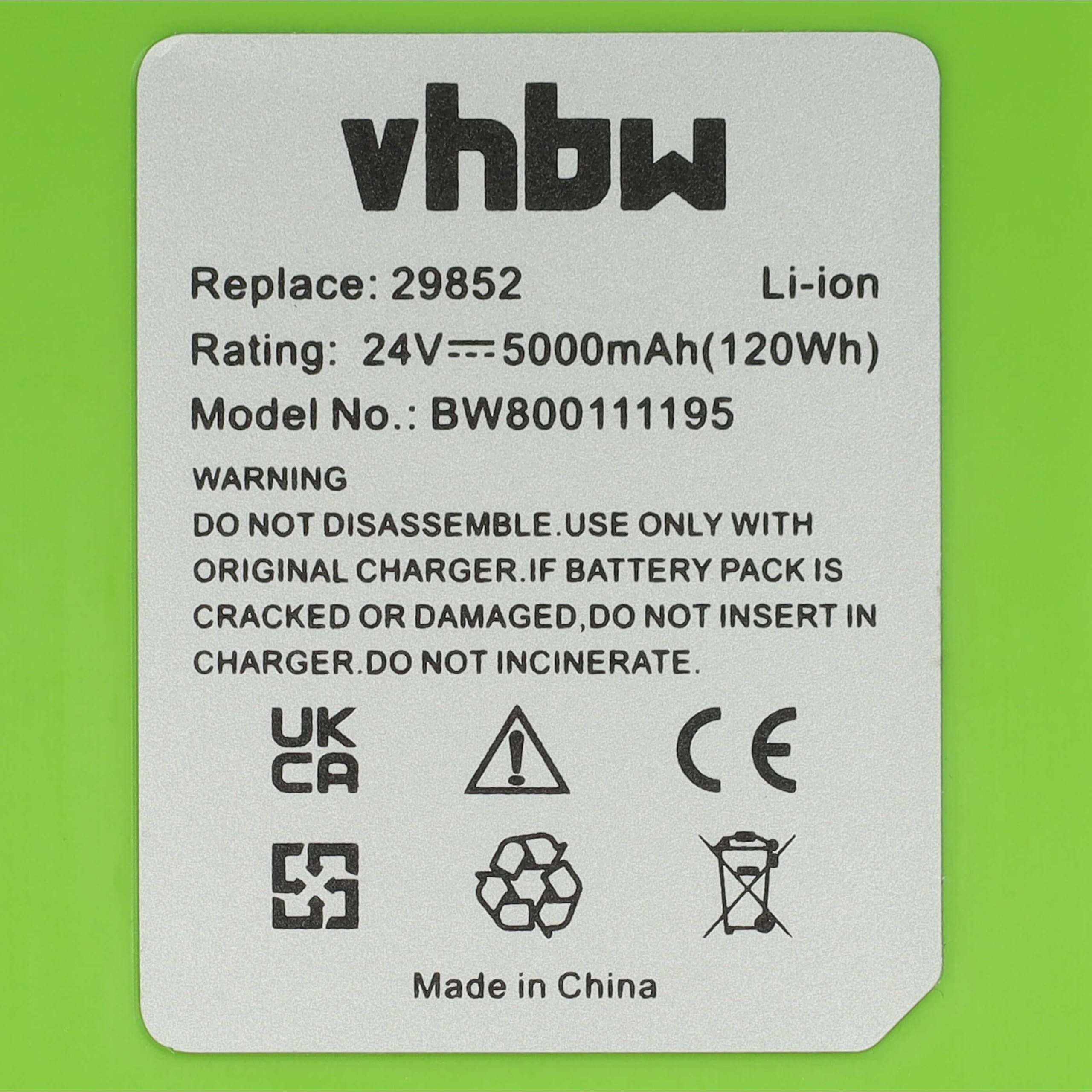 vhbw batteria compatibile con Alpina BLA 24 Li, H 24 Li, C 24 Li, T 24 Li, MT 24 Li utensile elettrico (5000 mAh, Li-Ion, 24 V)