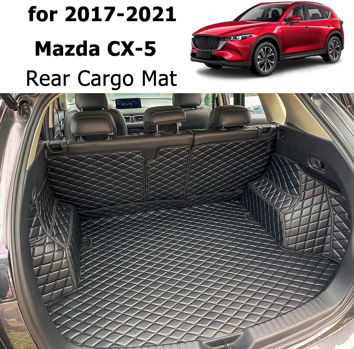 Cargo Mat Compatible with 2017-2022 Mazda CX-5 CX5 Trunk Mat and Rear Backrest Mat Cargo Liners All Weather - Image 4