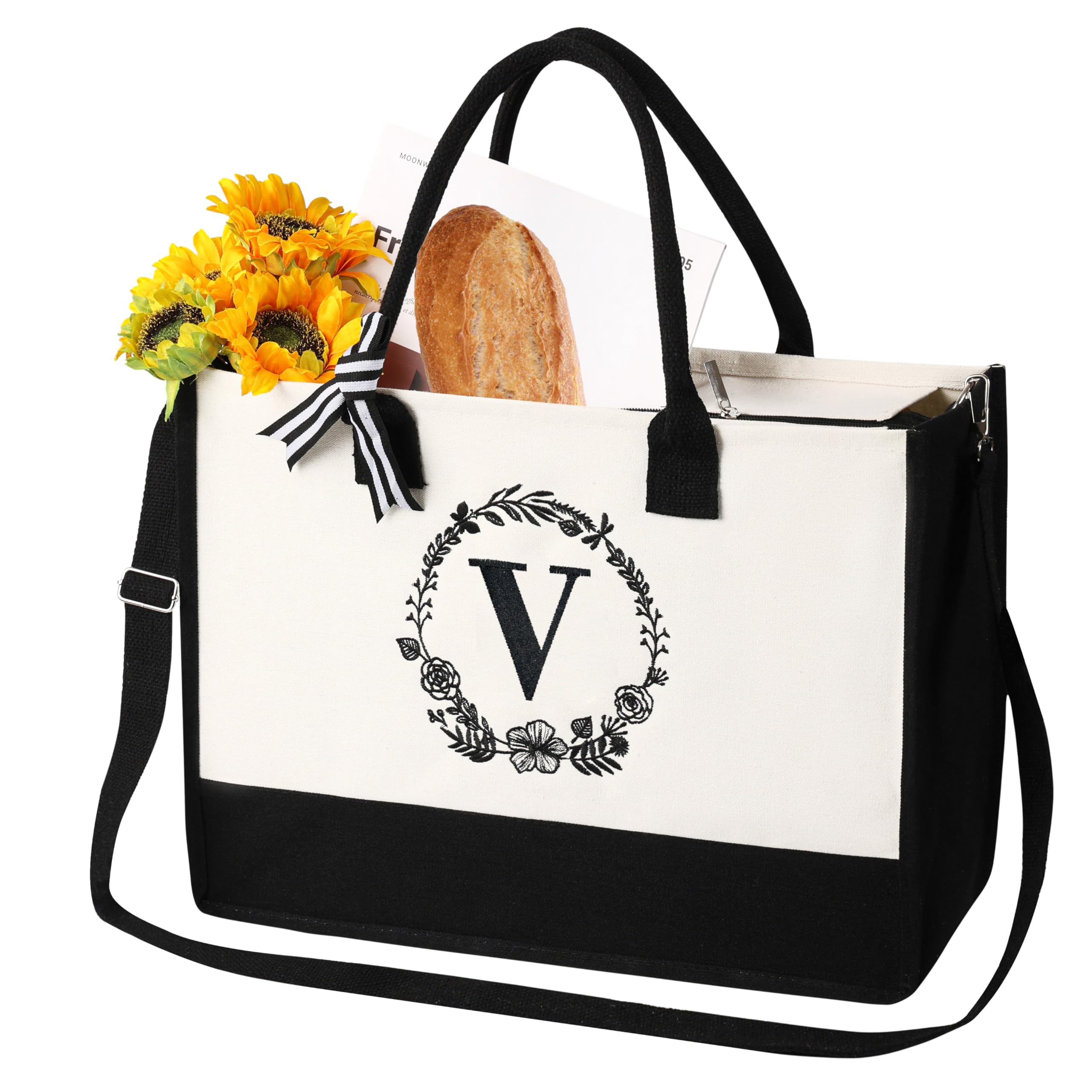personalized bags for women,Tote Bag For Women,Initial Tote Bag For Women With Zipper