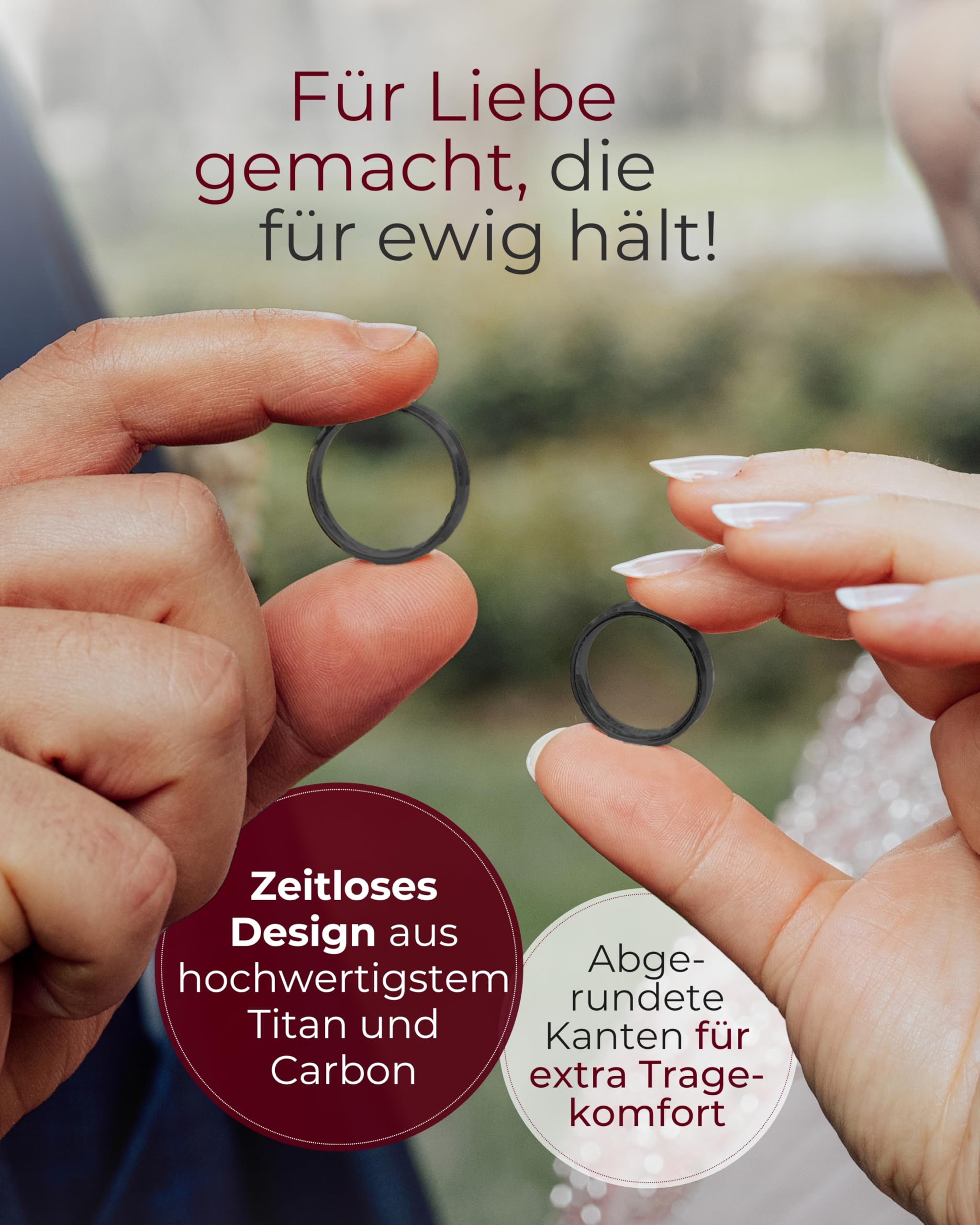 123traumringe Eheringe in Carbon & Titan I Partnerringe mit 11 Zirkonia & Etui I Gravierbare Eheringe mit Ringgröße 50-72 mm I Hochwertige Verlobungsringe in 6 mm Breite & 1,9 mm Stärke I S 82