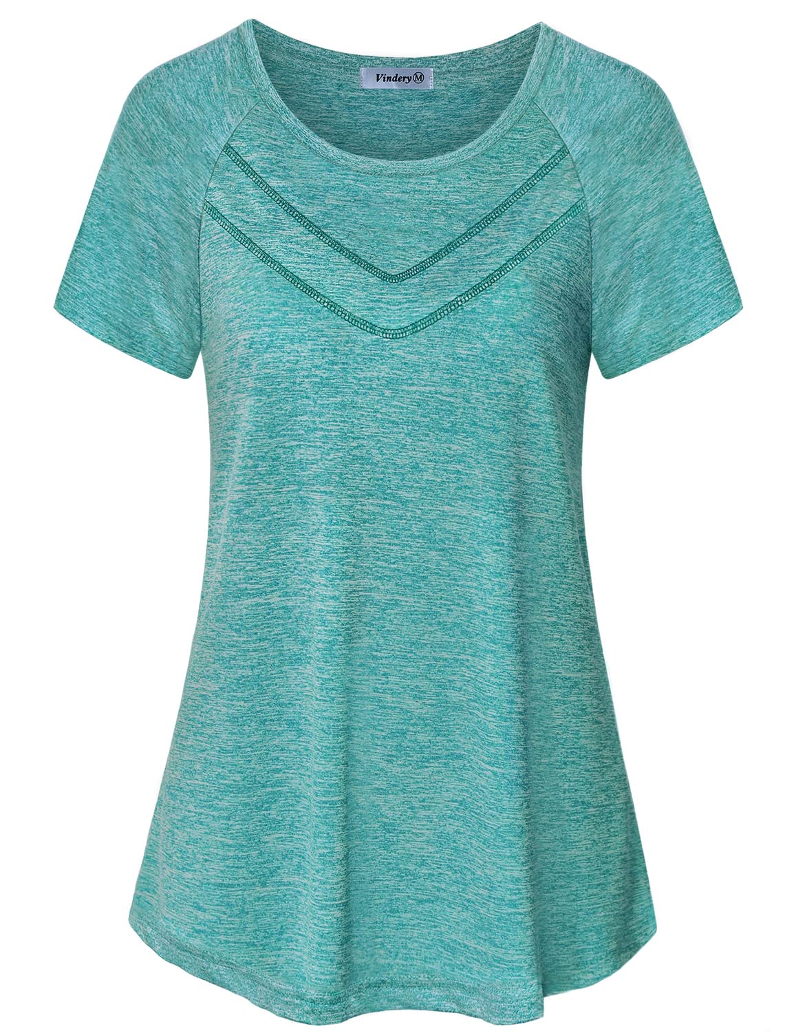 Vldnery Women Quick-Dry Line Decor Front Yoga Workout Shirts Athletic Gym Loose Fit Tops 2025