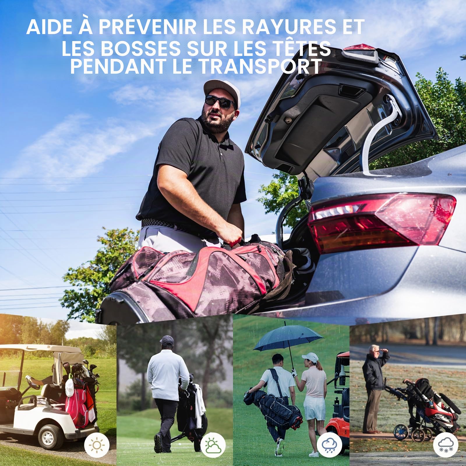 Lot de 12 housses de protection en cuir synthétique pour club de golf - Compatibles avec toutes les marques