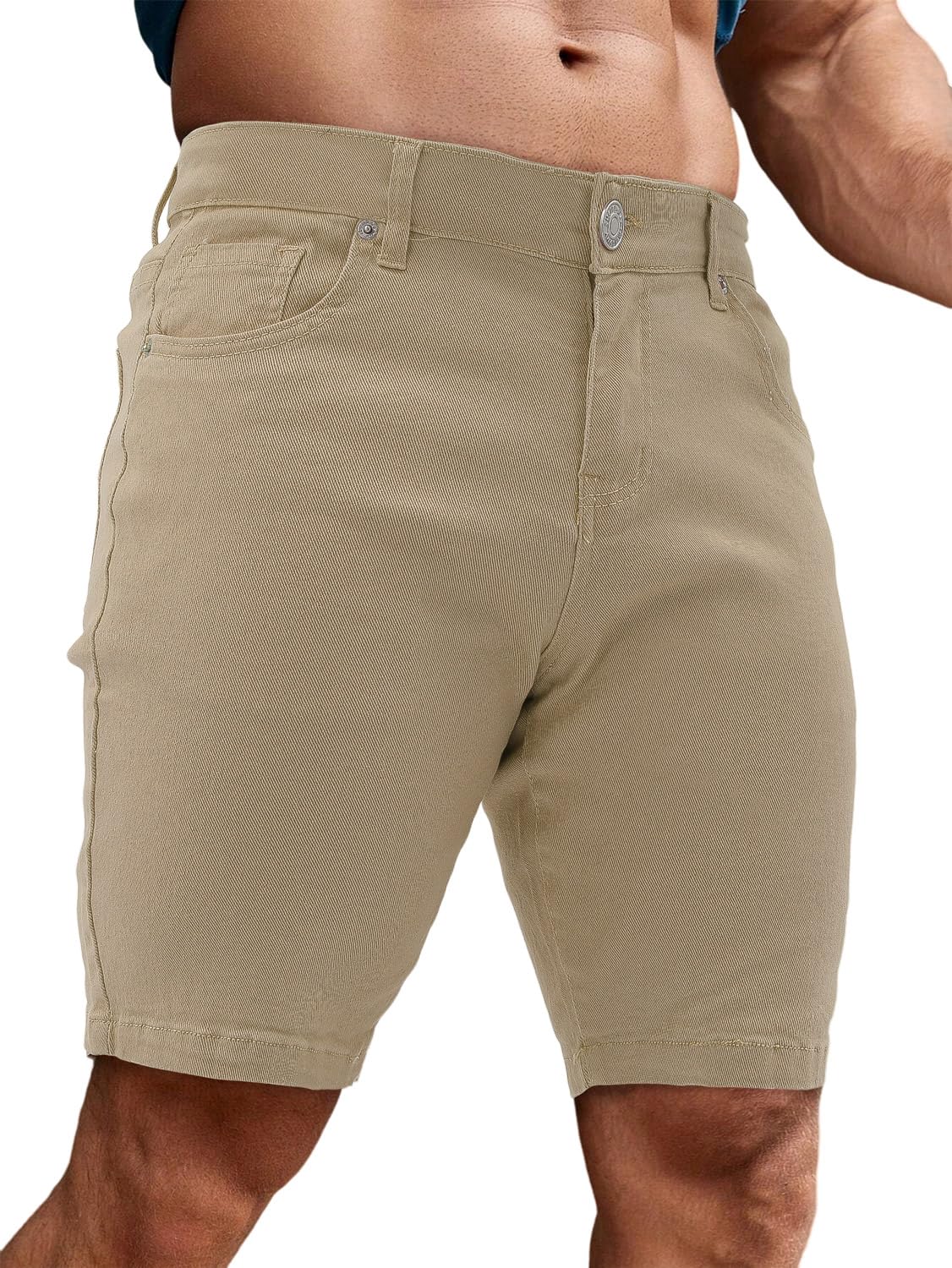 TUREFACE Men's Casual Slim Fit Denim Jean Shorts Skinny Stretch Summer Hot Short