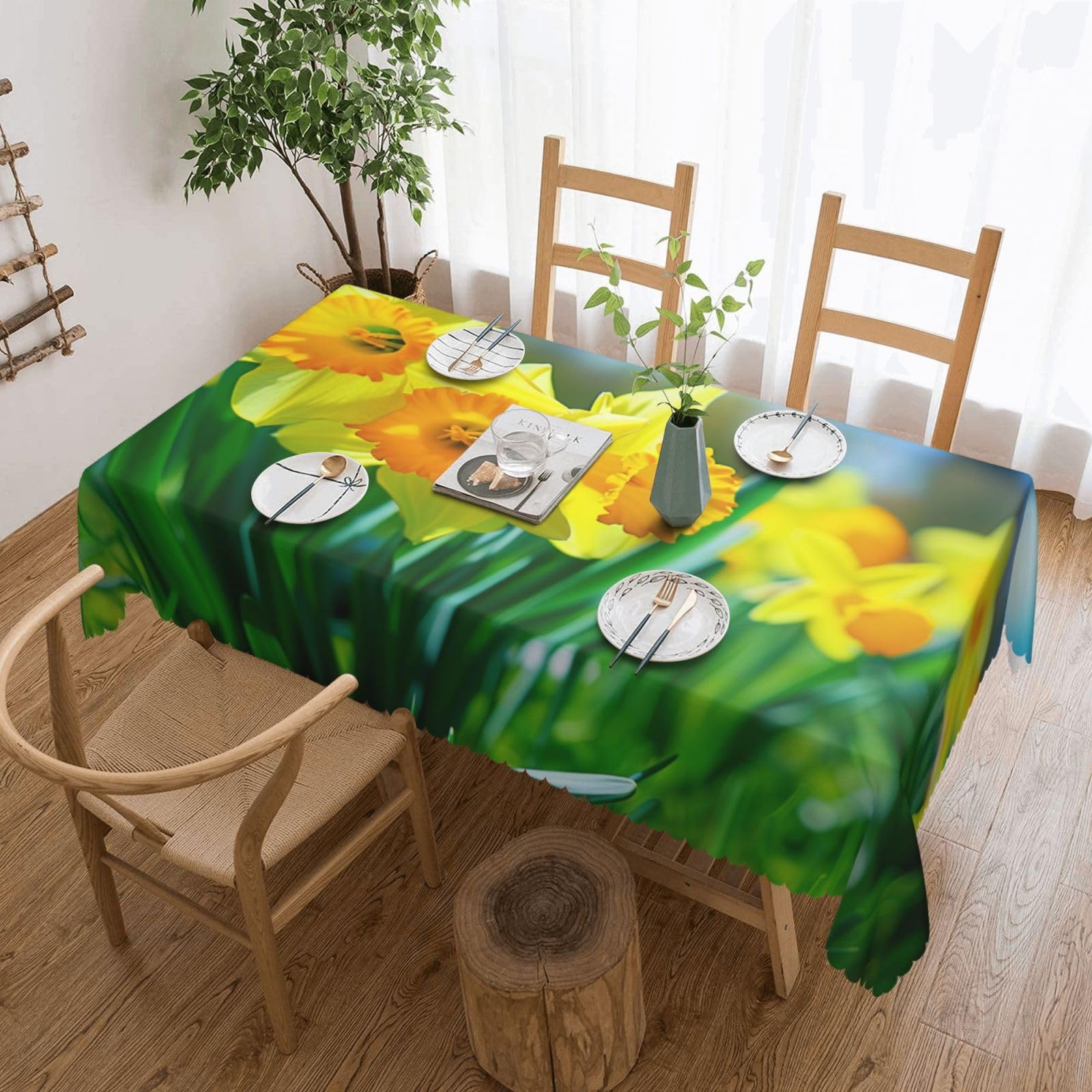 Nappe rectangulaire jonquille pour insuffler la joie du printemps à table
