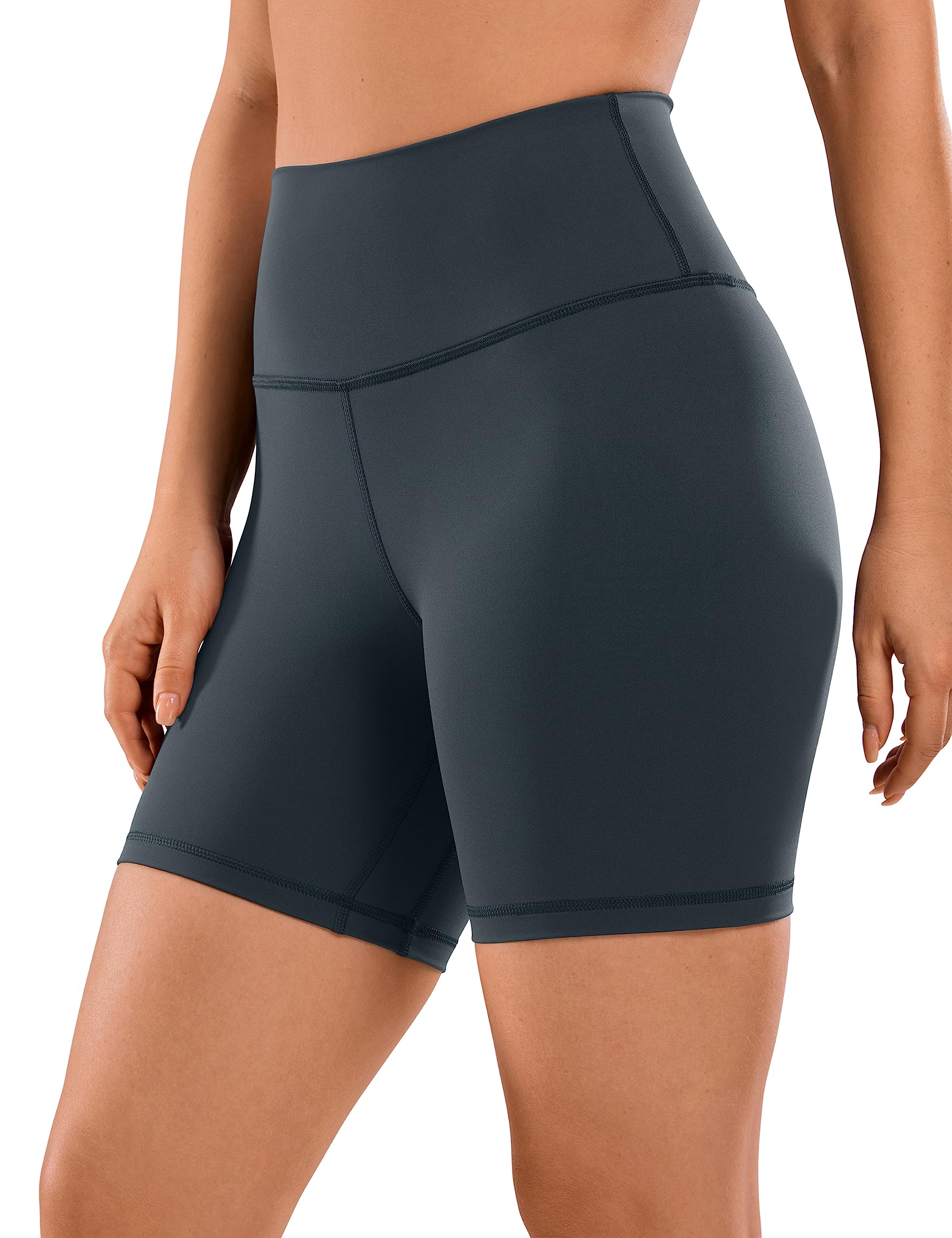 Crz Yoga Women's Melanite Naked Feeling Gym Shorts - 6'' High Waisted Cycling Leggings Workout Running Spandex Yoga Pants 14