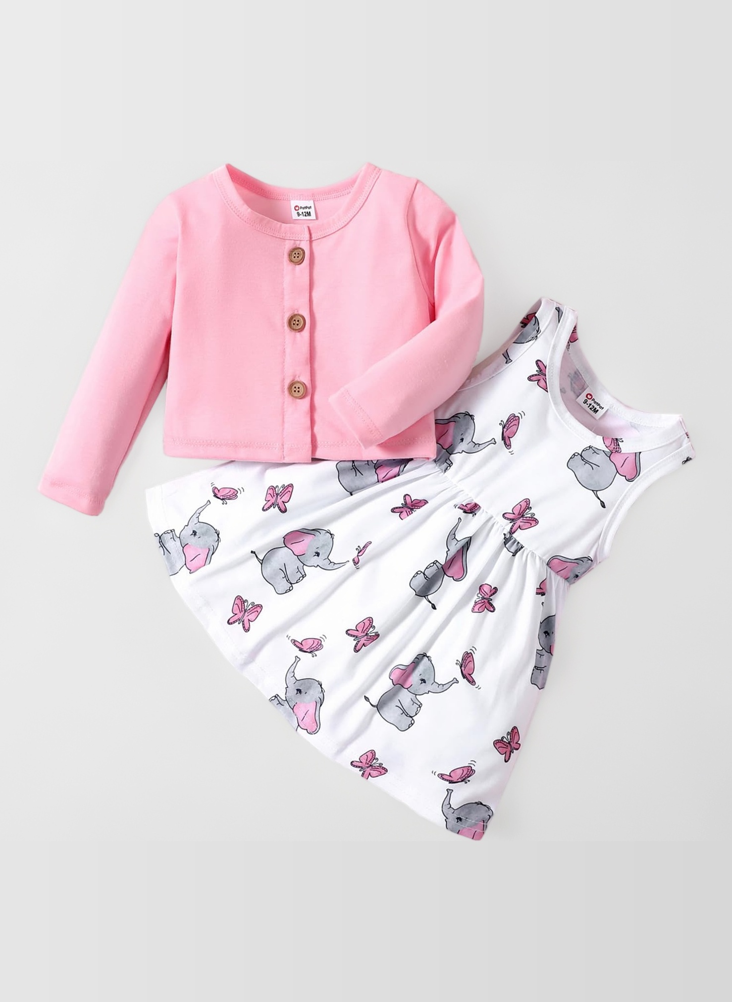 PATPAT Baby Girls Dress and Cardigan Sets 2 PCS Baby Girl Animal Print Dress and Long Sleeve Cardigan Set