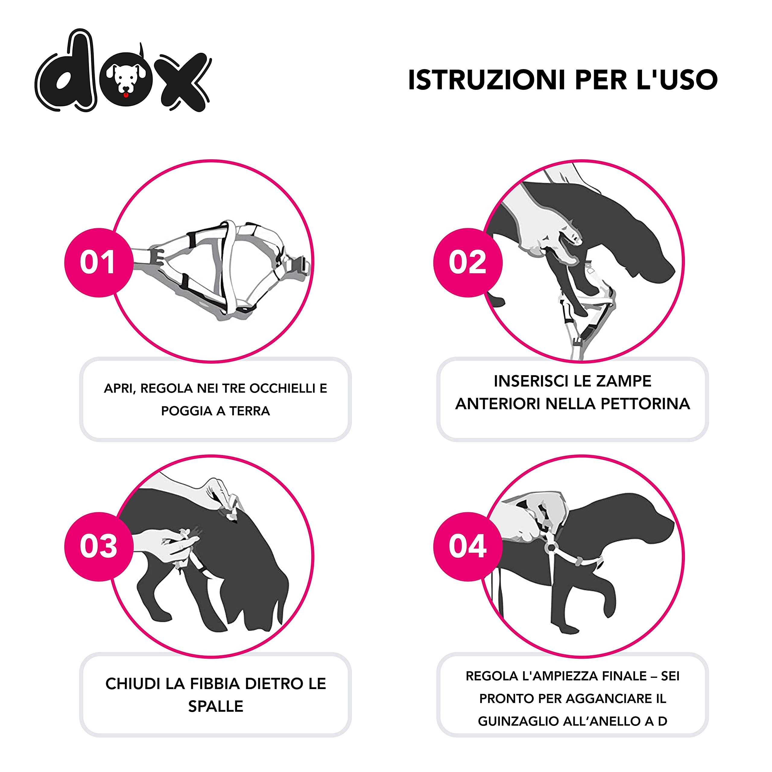 DDOXX Pettorina Cane Step-In Nylon, Regolabile | Tanti Colori e Taglie | Per Cani Piccoli Medi e Grandi | Imbracatura Cani, Gatti, Cuccioli, Gatto Taglia Piccola Media Grande | Rosa Pink, XS