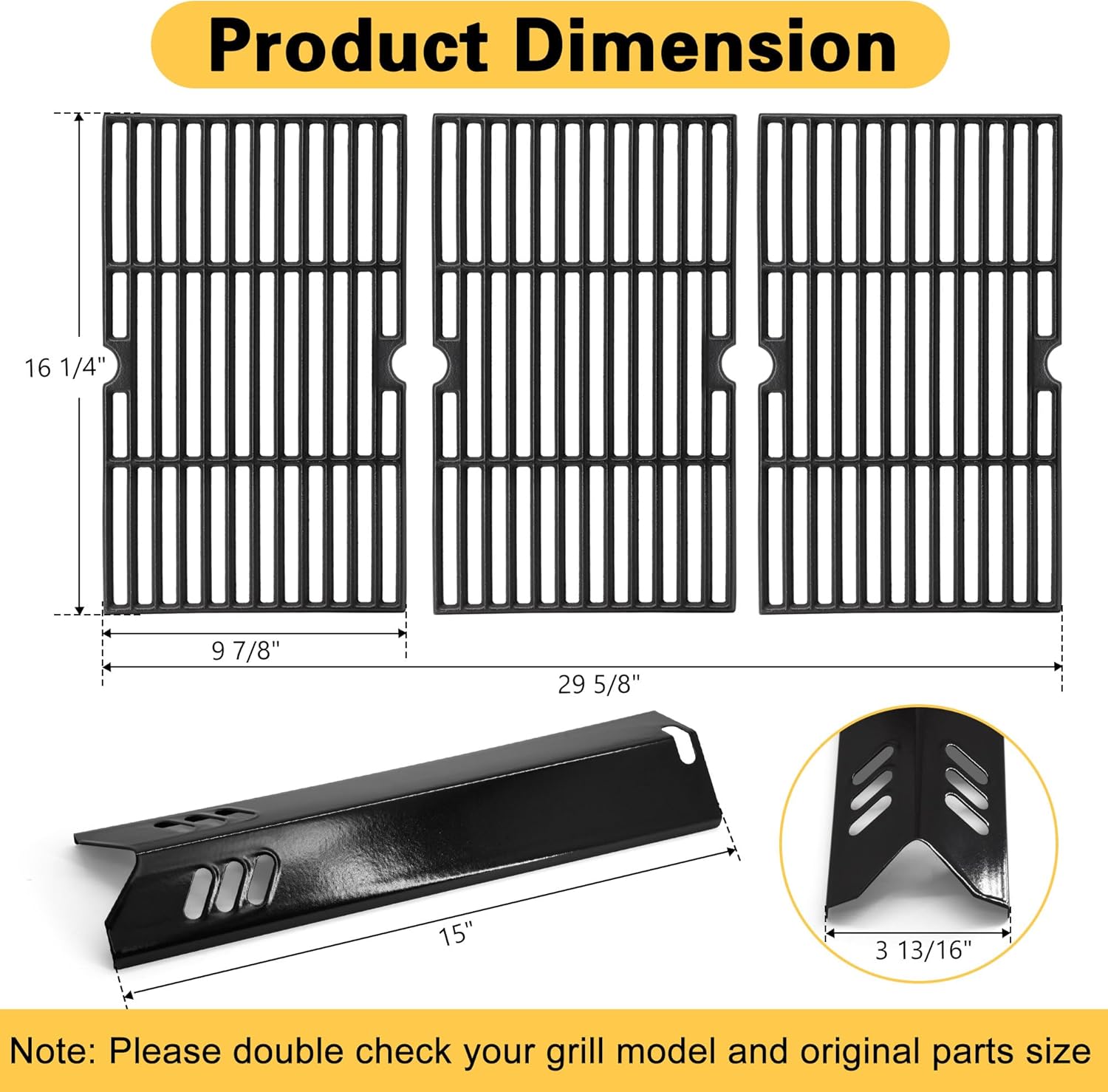 Grill Replacement Parts for Dyna Glo DGF510SBP, DGF493PNP-D, Backyard BY13-101-001-13, BHG BH13-101-099-01, Uniflame GBC1059WB, Cast Iron Grill Grates and Heat Plates for Dyna-Glo Grill Parts