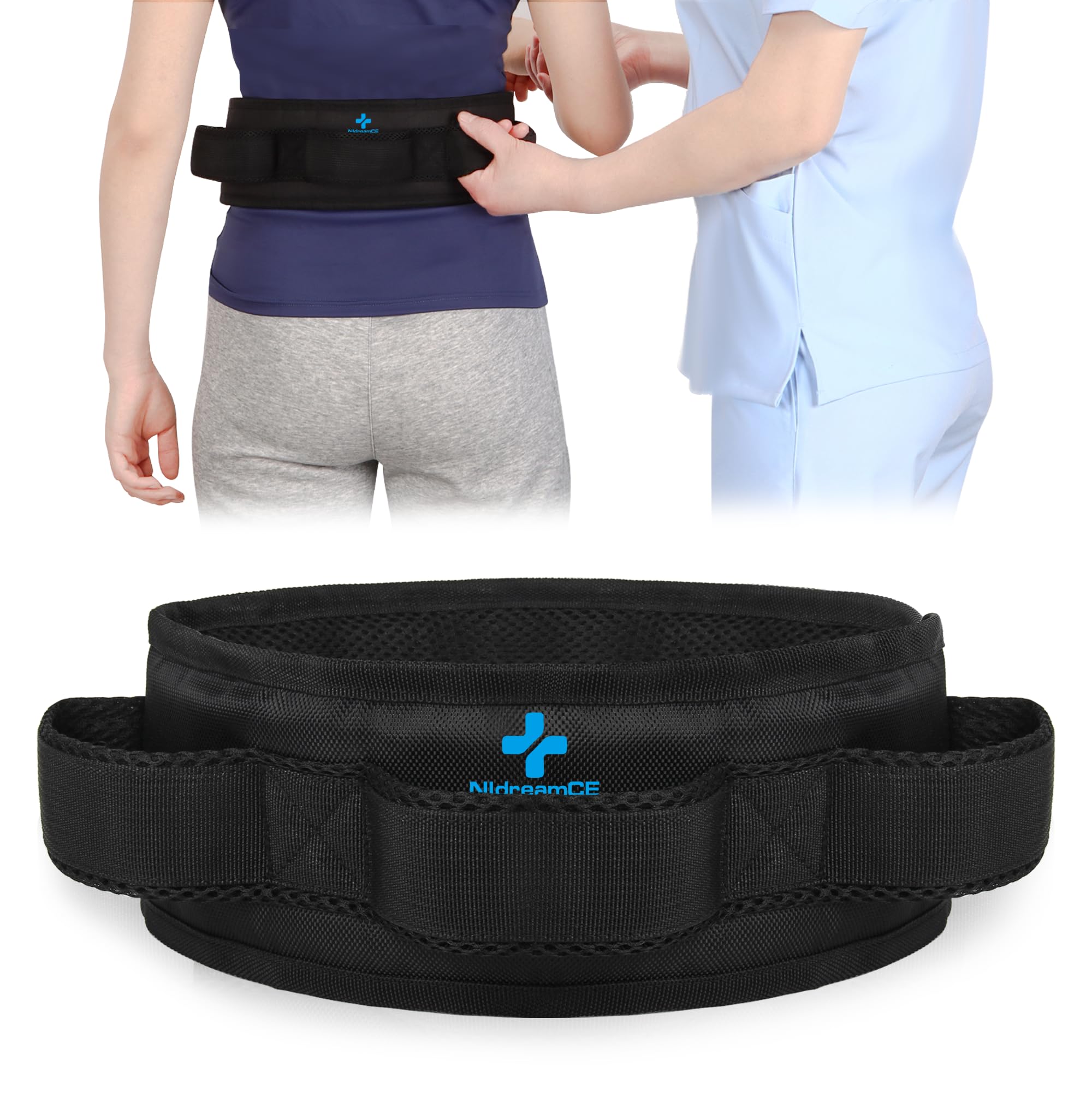 Gait Belt Transfer Belts with Handles for Lifting Seniors, Safety Gate Belt with Quick Release Buckle Nursing Safety Patient Assist for Elderly, Disabled, Physical Therapy, Caregivers(Black)