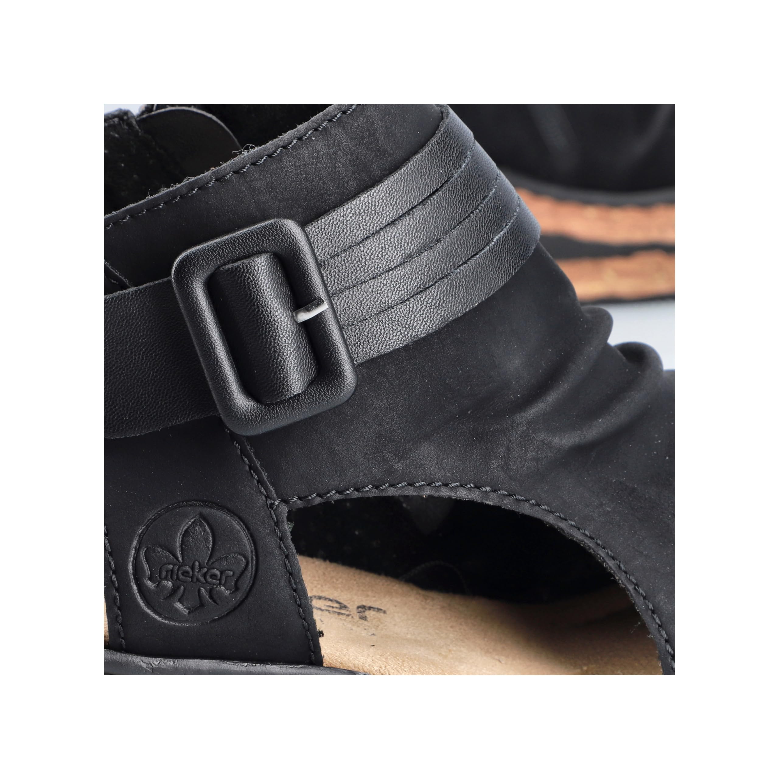 Rieker 68191-00 Damen Keilsandalette Synthetik schwarz schwarz