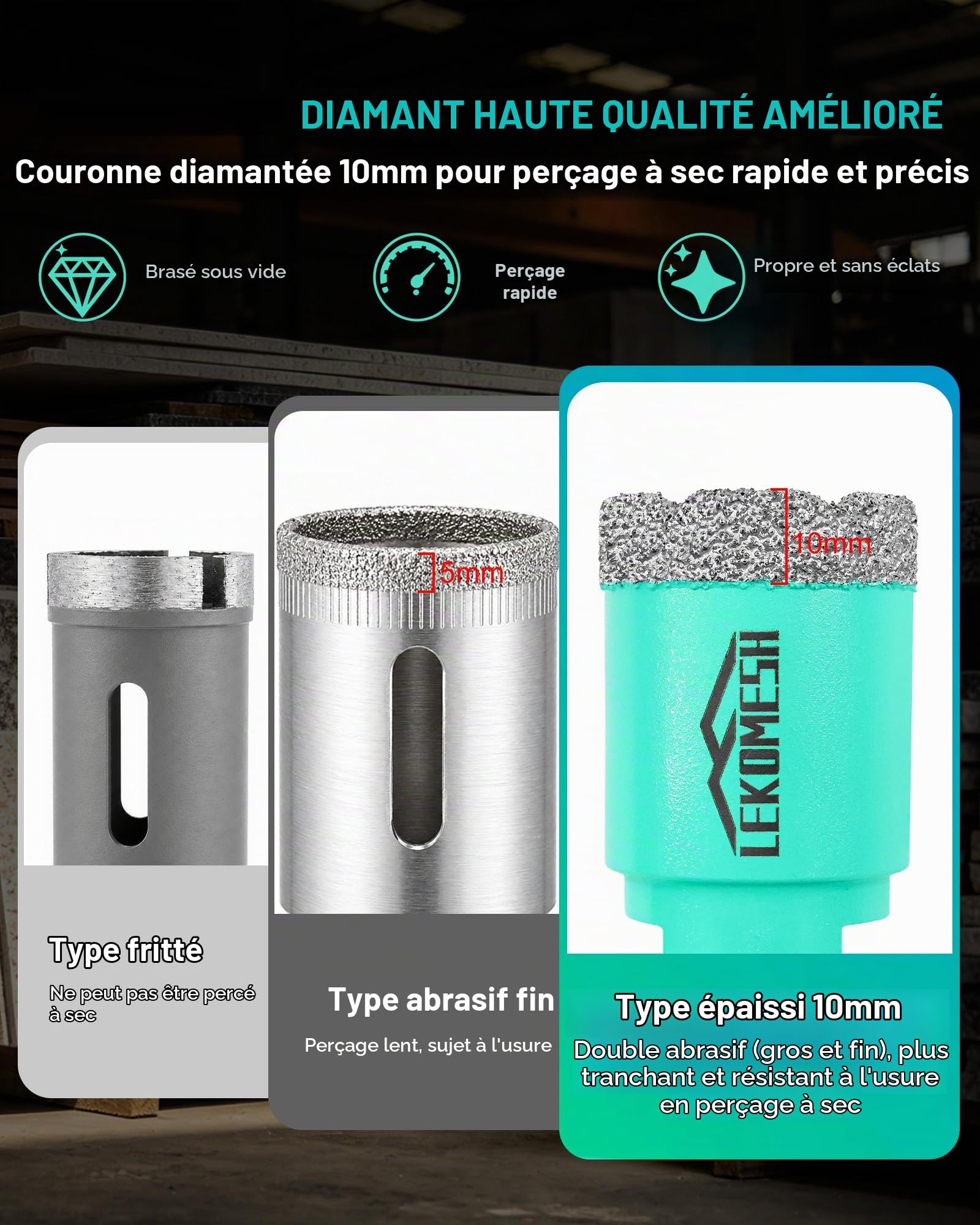 Diamant Scie Cloche Carrelage - 4 pièces 20/35/50/68mm Foret Diamant Carrelage Scie Cloche Diamant pour Porcelaine Céramique Granit Marbre Pierre, M14 Filetage