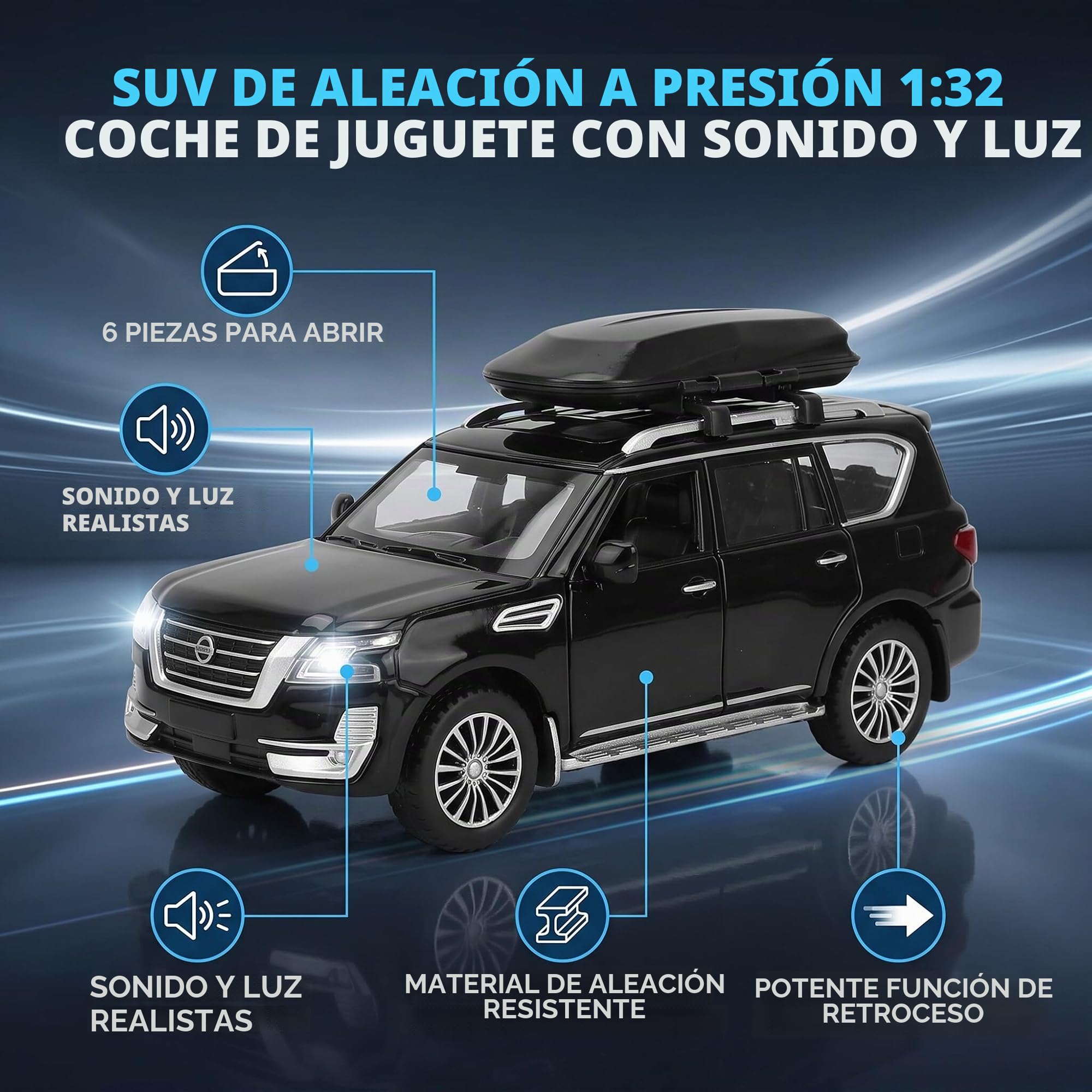 Coche Modelo Fundido a Presión Todoterreno 1/32 Aleación Metal