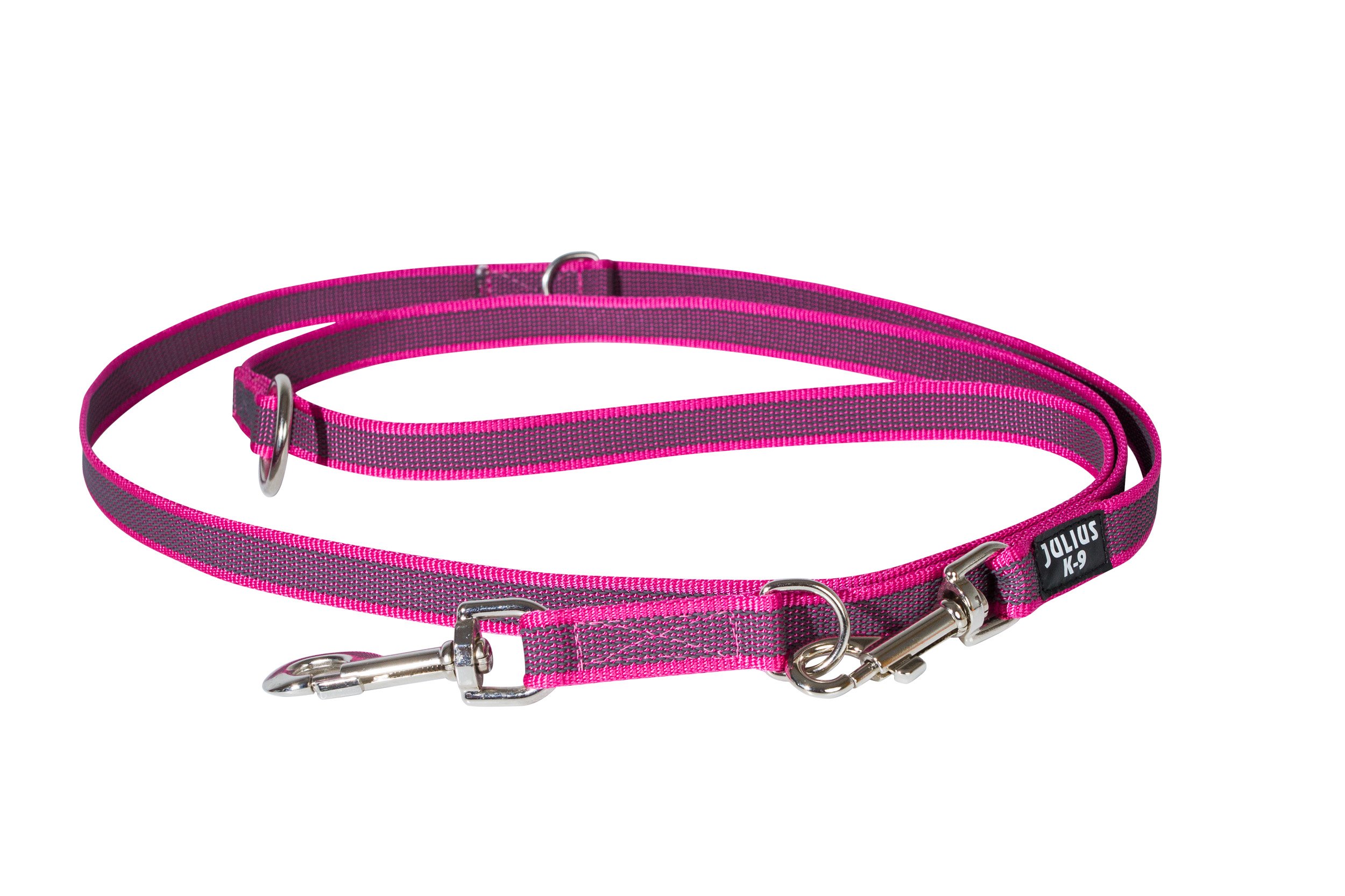 Julius-K9 Color & Gray Guinzaglio Regolabile, 20 mm x 2.2 m, Rosa