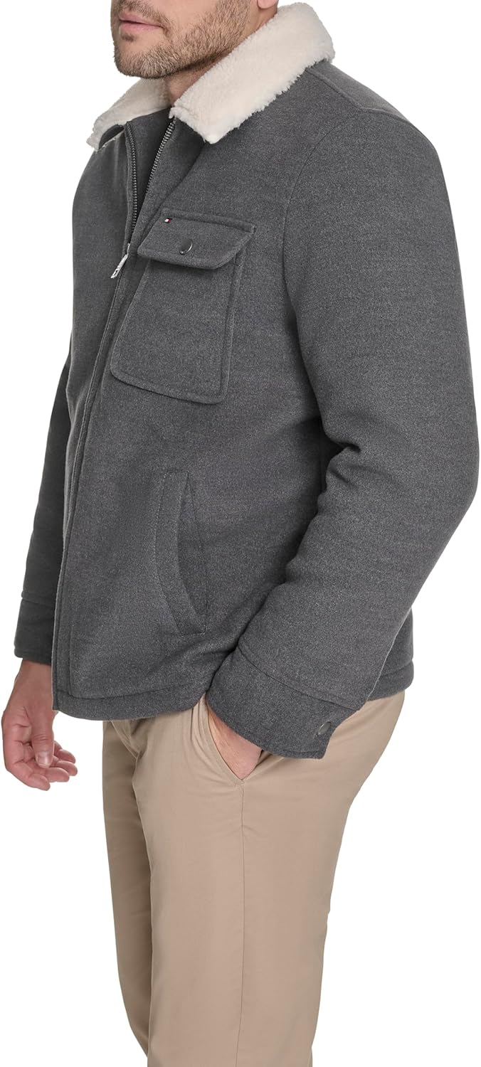 Tommy Hilfiger mens Wool Blend Jacket With Sherpa Collar - Image 3