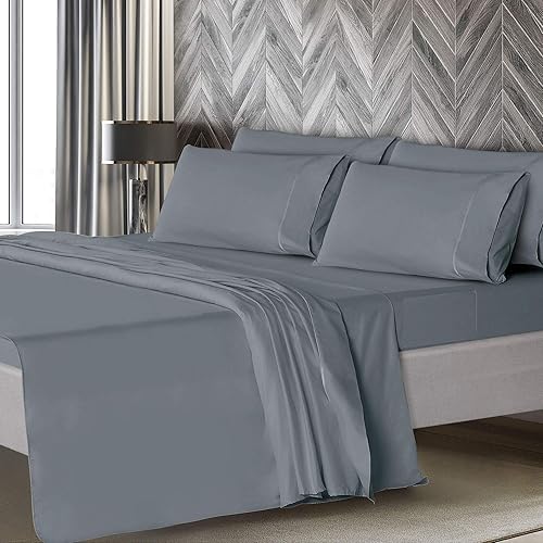 Miniatura 3 de Mueller Serie 1800 - Juego de sábanas supersuaves de 6 piezas, esquinas profundas de hasta 16 pulgadas, transfieren calor, hipoalergénicas,