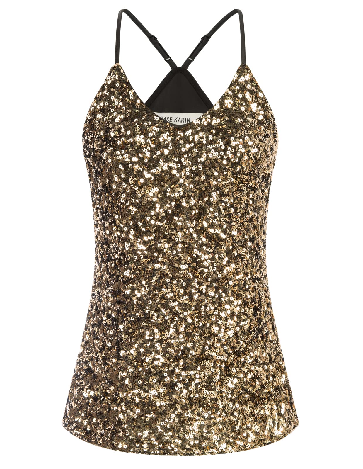 GRACE KARINWomen's Sleeveless Sparkle Shimmer Camisole Vest Sequin Tank Tops