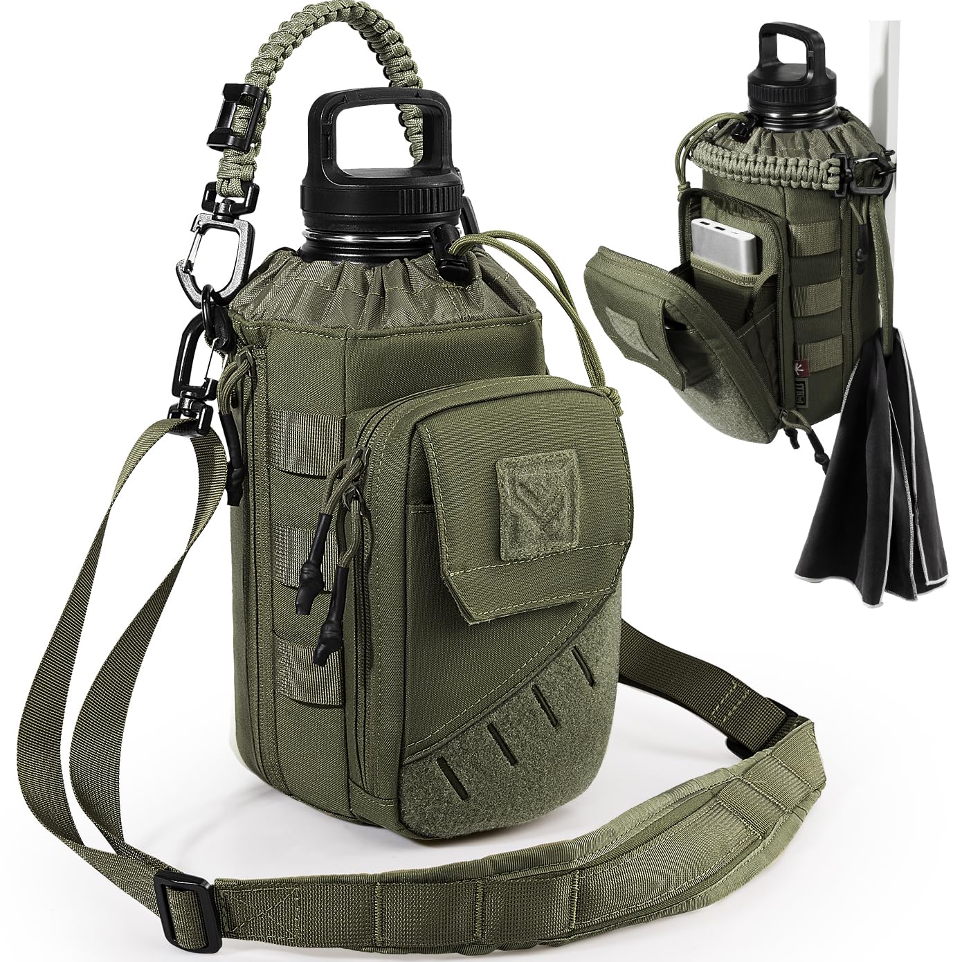 Sac Porte Bouteille Magnétique pour Salle de Sport 1–2L – Sacoche Gourde avec Clip Aimanté Puissant, Poche Téléphone, Bandoulière Réglable, Rembourré (sans gourde)