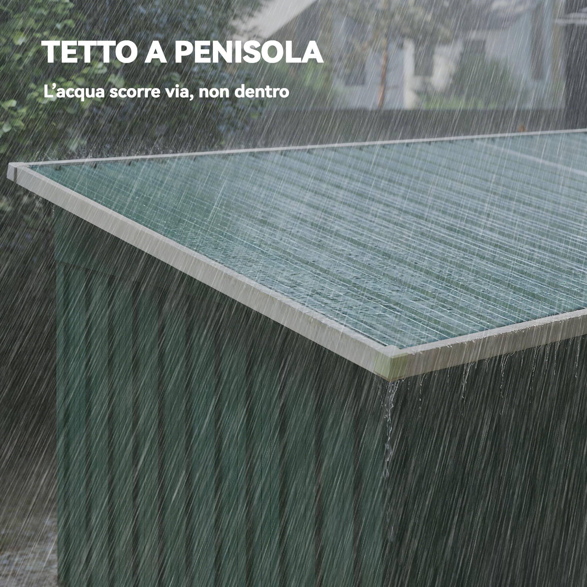 Outsunny Casetta da Giardino con Prese d'Aria 272x134x182 cm Verde Scuro