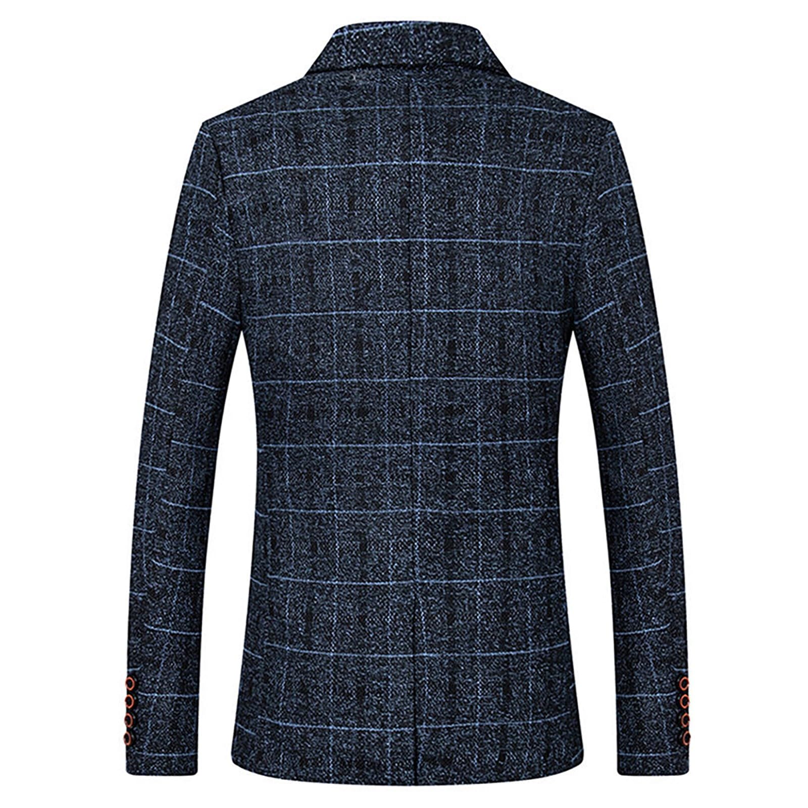 Generisch Marynarka męska w kratkę, slim fit, nowoczesna marynarka letnia, lekka, regularny krój, męska wiosenna, stylowa kurtka rekreacyjna, biznesowa, na wesele