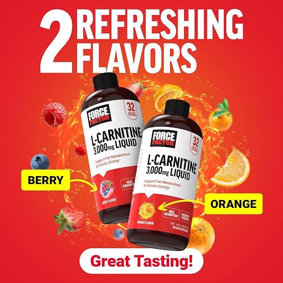 Force Factor L-Carnitine Liquid 3000mg, Maximum Strength Supplement