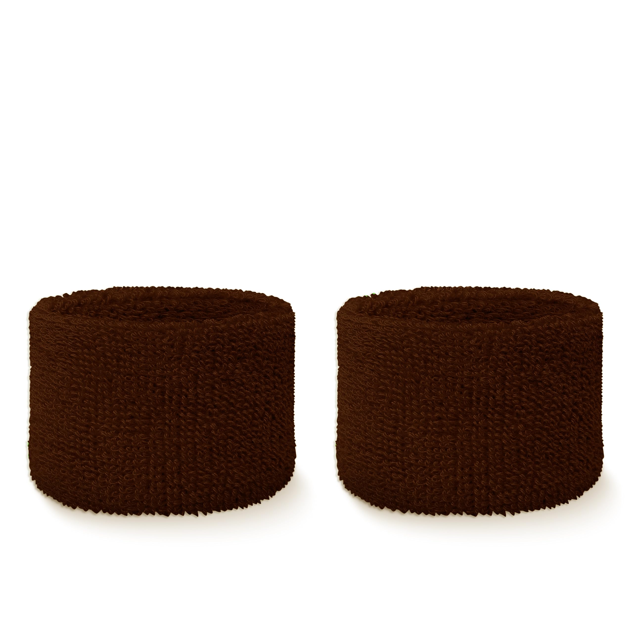 Couver Wrist Sweatbands Absorbent Sweatbands for Tennis Football Basketball Running Athletic Sports and Working Out - Dark Brown Solid Cotton Terry Colth Sport Wristband(1 Pair)