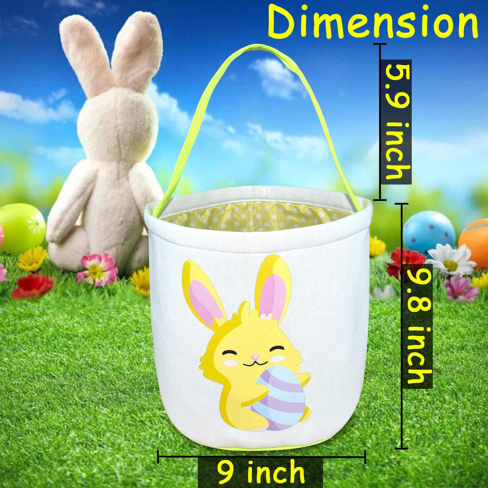 3-Pack Easter Baskets For Kids - Canvas Bunny Bags For Egg Hunting & Candy 1 thumbnail image