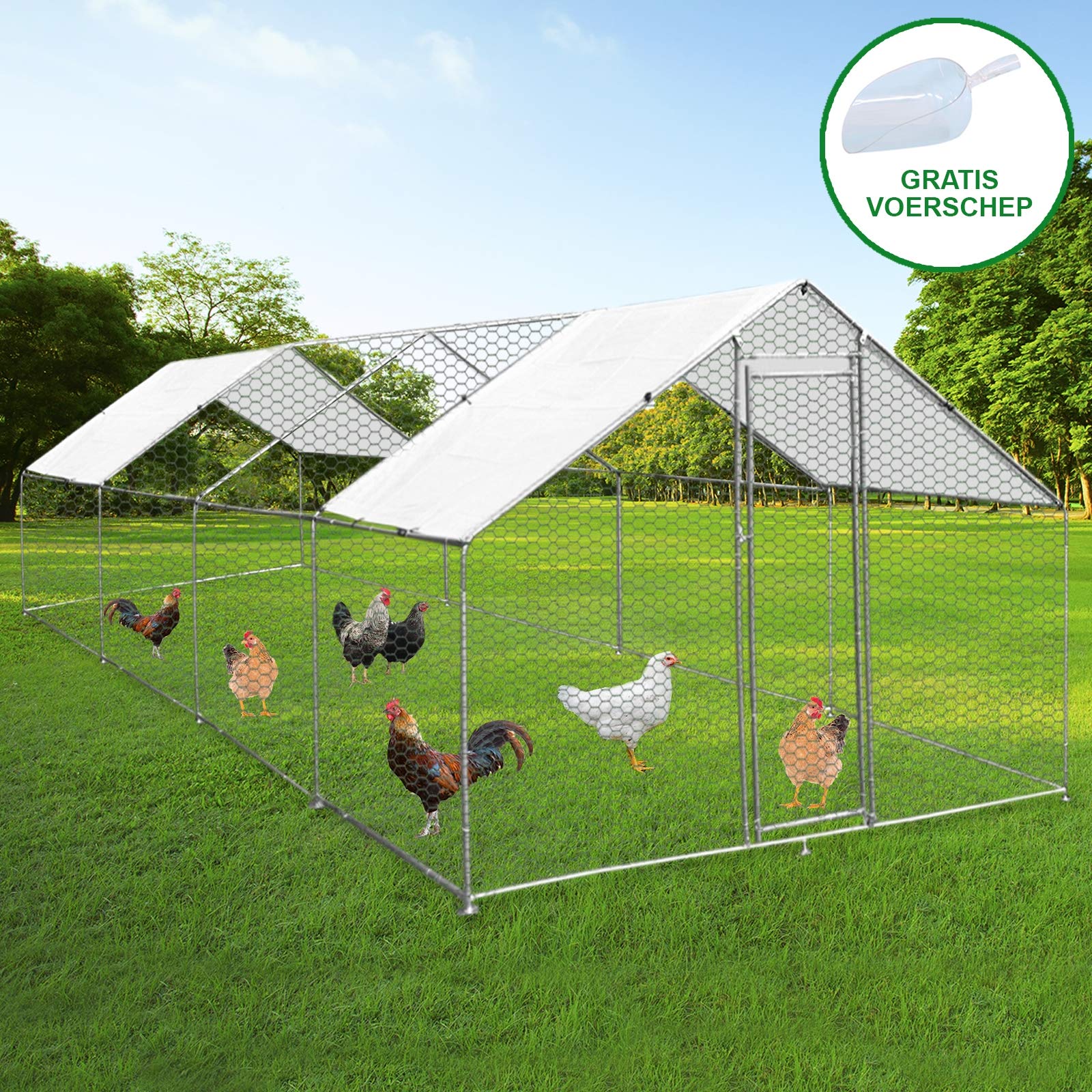 Buy Walk In Chicken Run Cage Coop 4m x 8m x 2m Dog Pen House Kennel