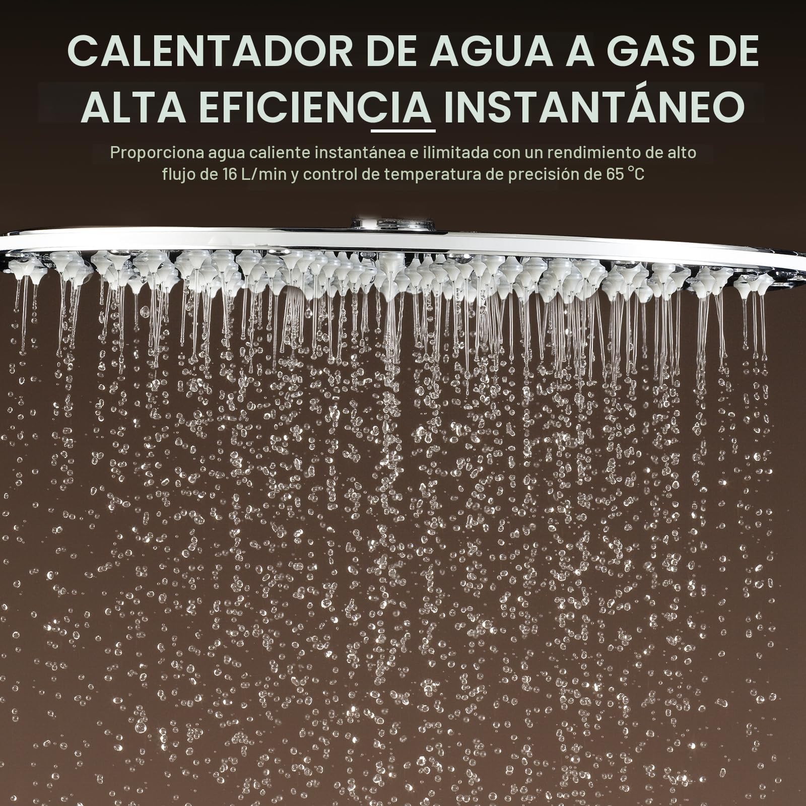 Fulgutonit Calentador de Agua de Gas 16L Con Ducha Sobrealimentada, Calentador de Agua de Gas GLP Propano Butano Adecuado Para el Hogar, Vehículos Recreativos y Exteriores