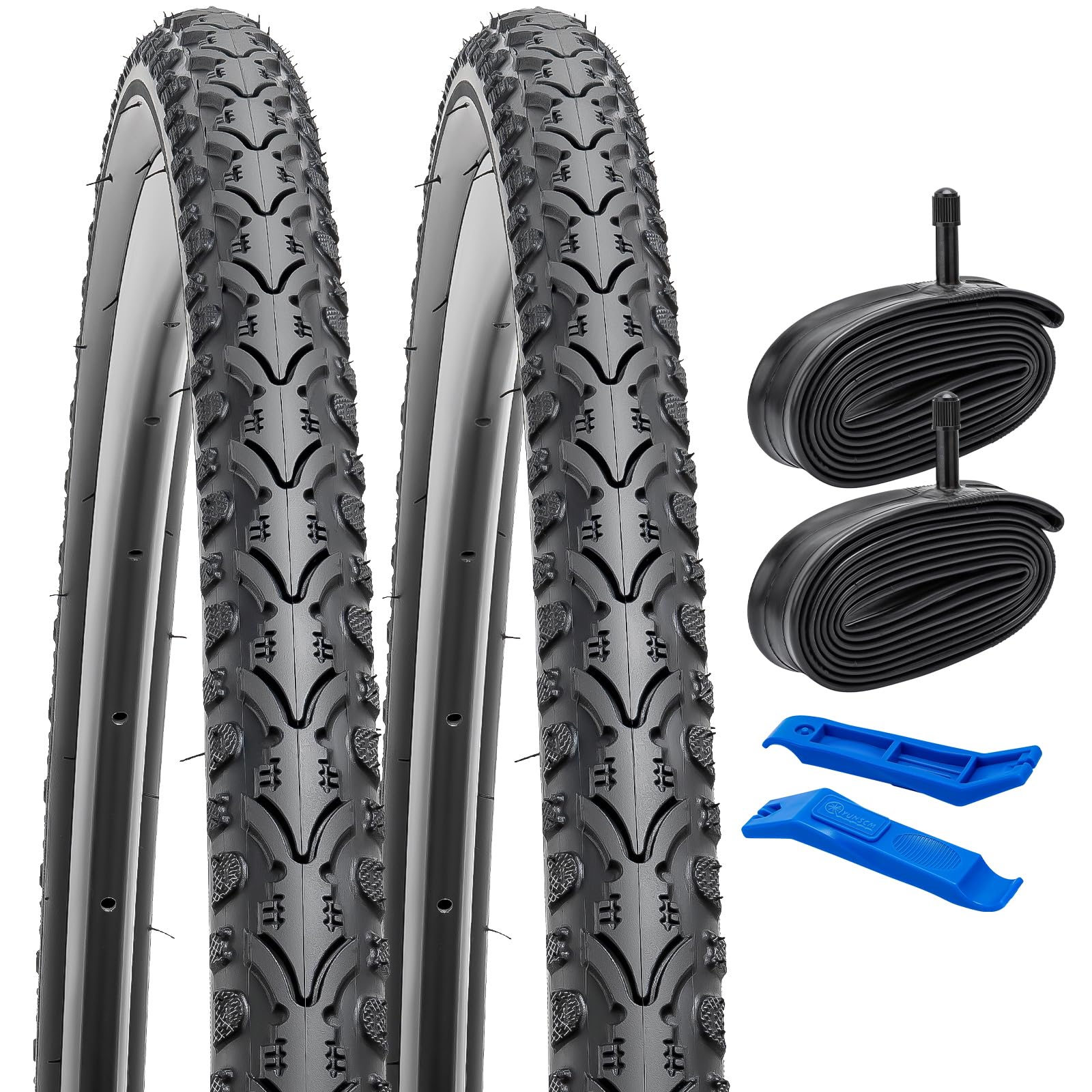 YUNSCM 2-PCS 26" Bike Tires 26x1.75/47-559 and 26" Heavy Duty Bike Tubes Compatible with Road Bike 26 x 1.75 26X1.75 Gravel Bike Bicycle Tires and Tubes (Y-709)