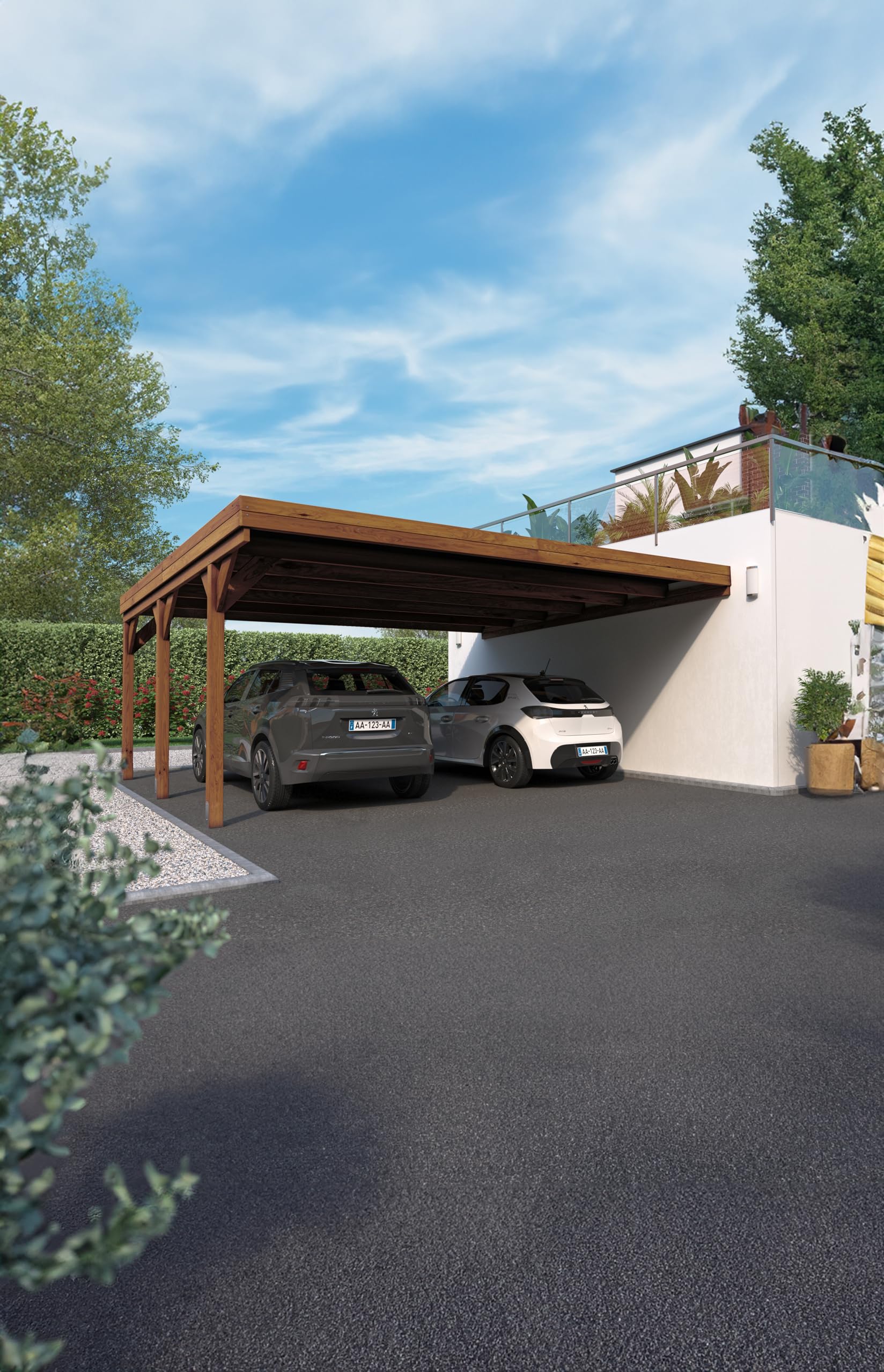 Carport adossable Double Victor 30,9m²