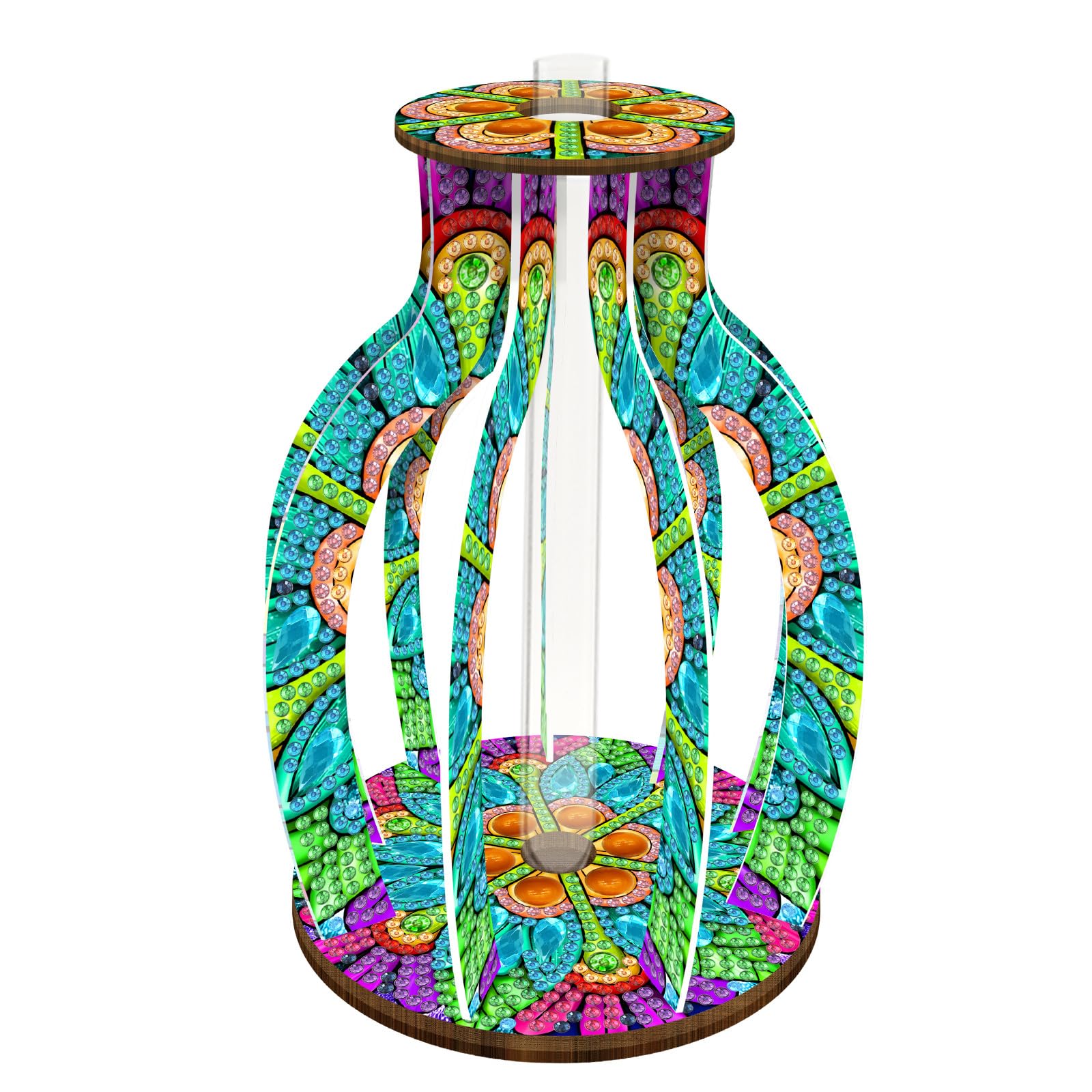 CustmArti Mandala Diamond Art Painting Reagenzglas Vase Bastelset Pappelholz Hydrokultur Pflanzen Tischdeko Blumenarrangement Handwerk Anfängerfreundlich Familie-Vier Stück Packung