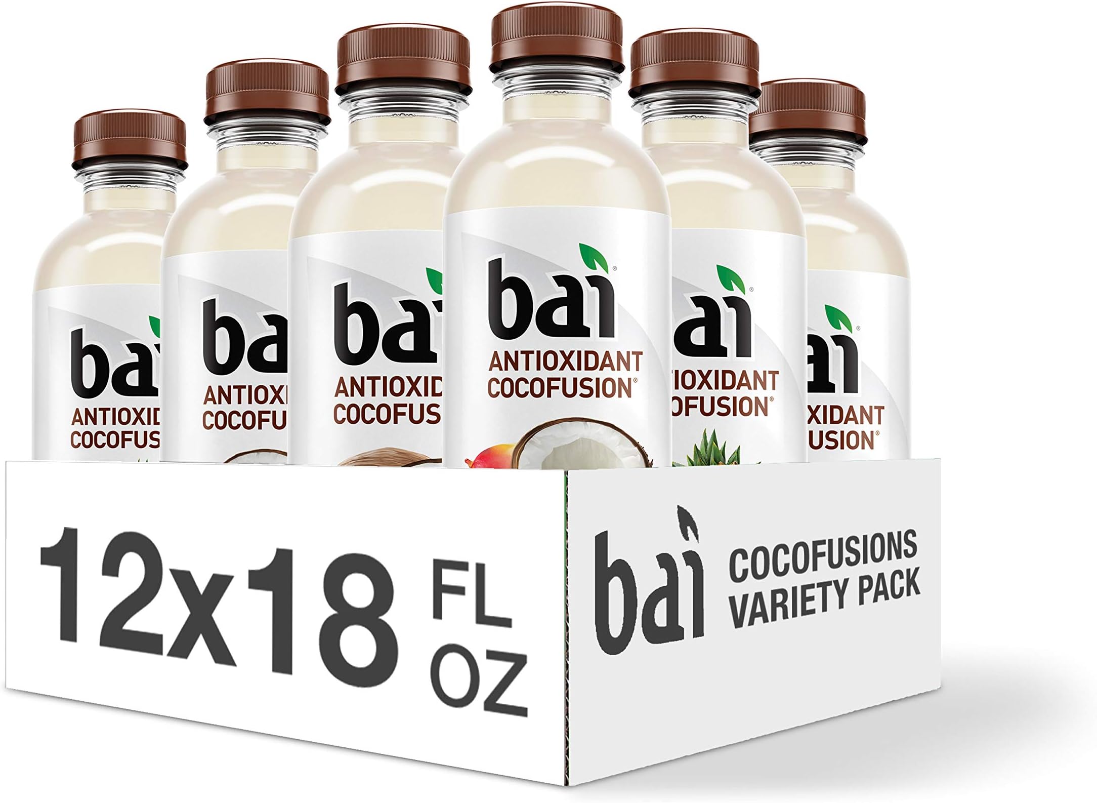 bai Coconut Flavored Water, Cocofusions Variety Pack II, 18 Fluid Ounce Bottles, 12 Count, 3 Each of Andes Coconut Lime, Madagascar Coconut Mango, Molokai Coconut, Puna Coconut (3 Pack(12 Count))