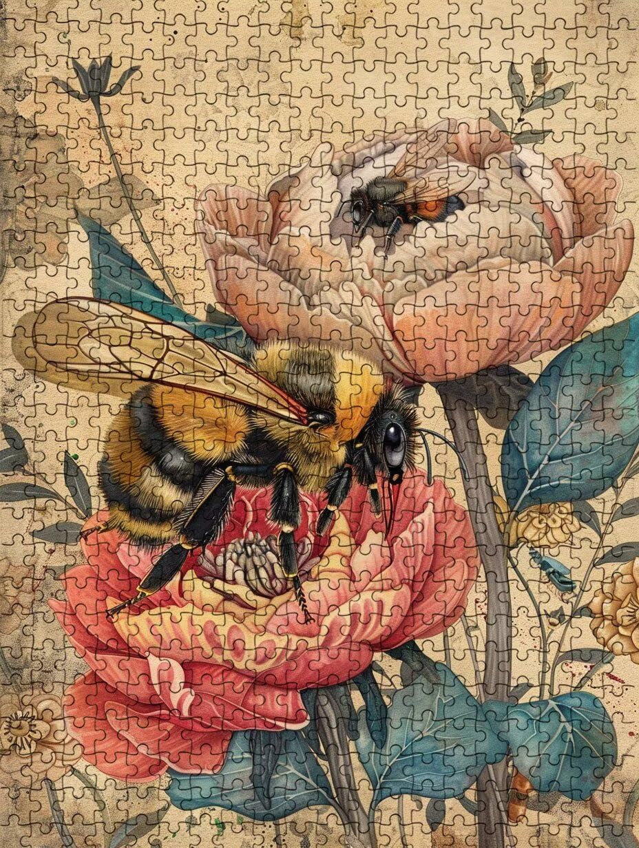 Abejas De Flores Puzzle 5000 Piezas, Rompecabezas Adultos Puzzle, 3D Un Rompecabezas, Desafiante Puzzles de Decoración Juego de, Juego Educativo para Toda la Familia, para Regalo Decoración FNKL7-481