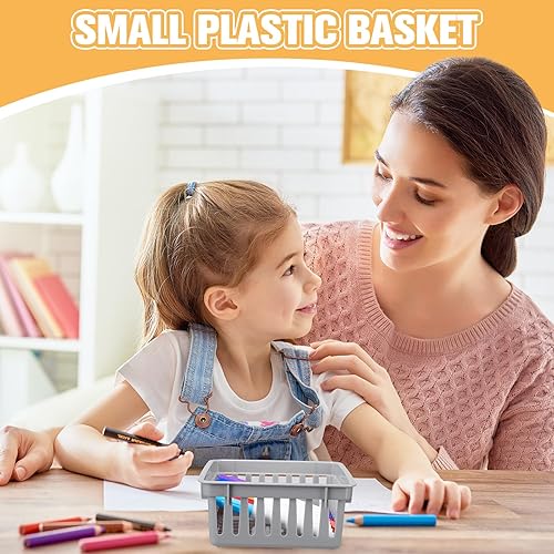 Miniatura 6 de Tatuo 24 cestas de almacenamiento para el aula, organizador de documentos, cestas de plástico para organizar pequeños contenedores de plástico,