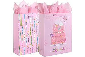 SUNCOLOR Extra Large Gift Bags for Girls' Birthdays: Abundant Birthday Cheer in Two Enchanting Sizes