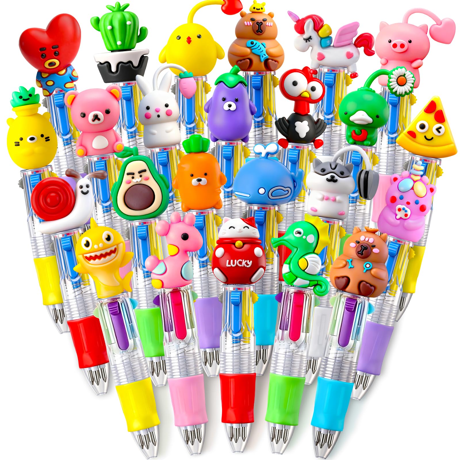 SZCECHRE 40Pcs Mini Multicolor Pens in One 4-in-1 Cute Pens Bulk for Kids, Ballpoint Pen for Birthdays and Children's Parties, Fun Gifts Assorted Ink