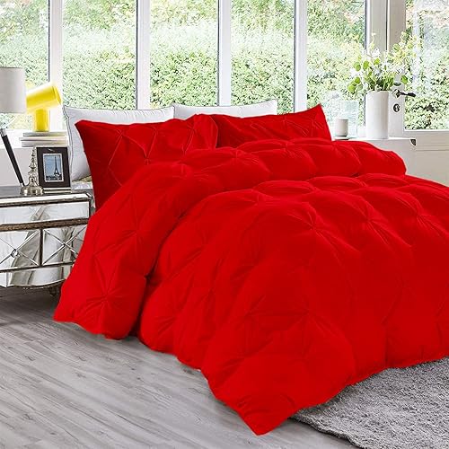 Down Alternative - Juego de edredón plisado de 5 piezas de la serie 1200 (edredón + 4 fundas de almohada), algodón egipcio de 21.16 oz/m², tamaño