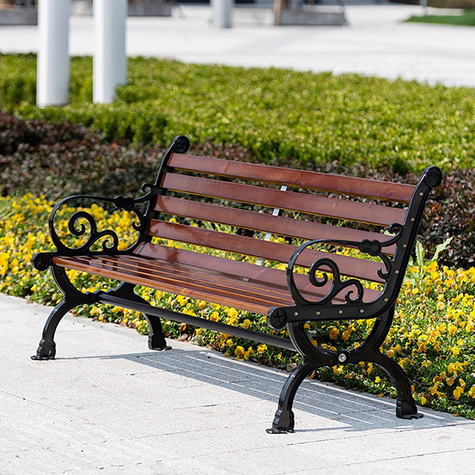 Banco jardín madera exterior de 120cm con respaldo terrazas patios