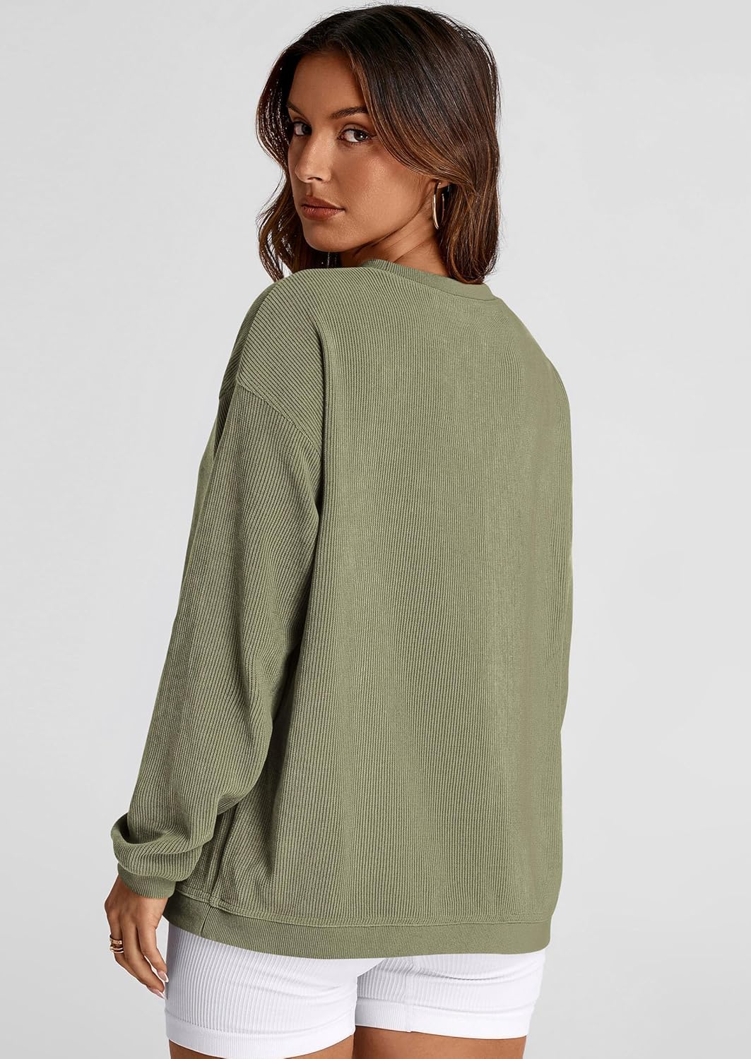 PRETTYGARDEN Women's Oversized Sweatshirt 2025 Fall Fashion Clothes Ribbed Corduroy Long Sleeve Going Out Pullover Tops - Image 8