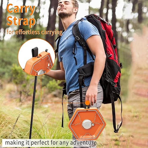 Miniatura 6 de Estufa de propano portátil de 1 quemador con correa de transporte, estufa de campamento para mochileros para cocinar al aire libre, encendido estilo