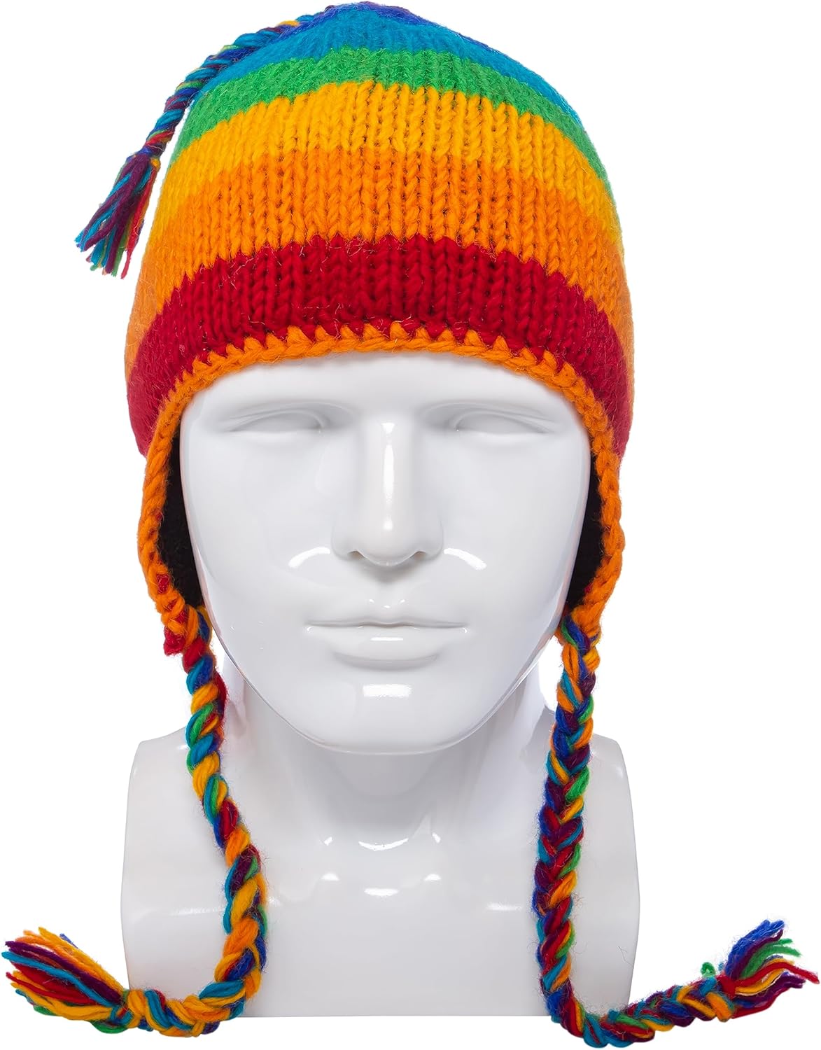 Hand Knit Sherpa Hat with Micro Fleece Lining and Eclectic Patterns, Handmade Winter Toque, Christmas Beanie, Made in Nepal