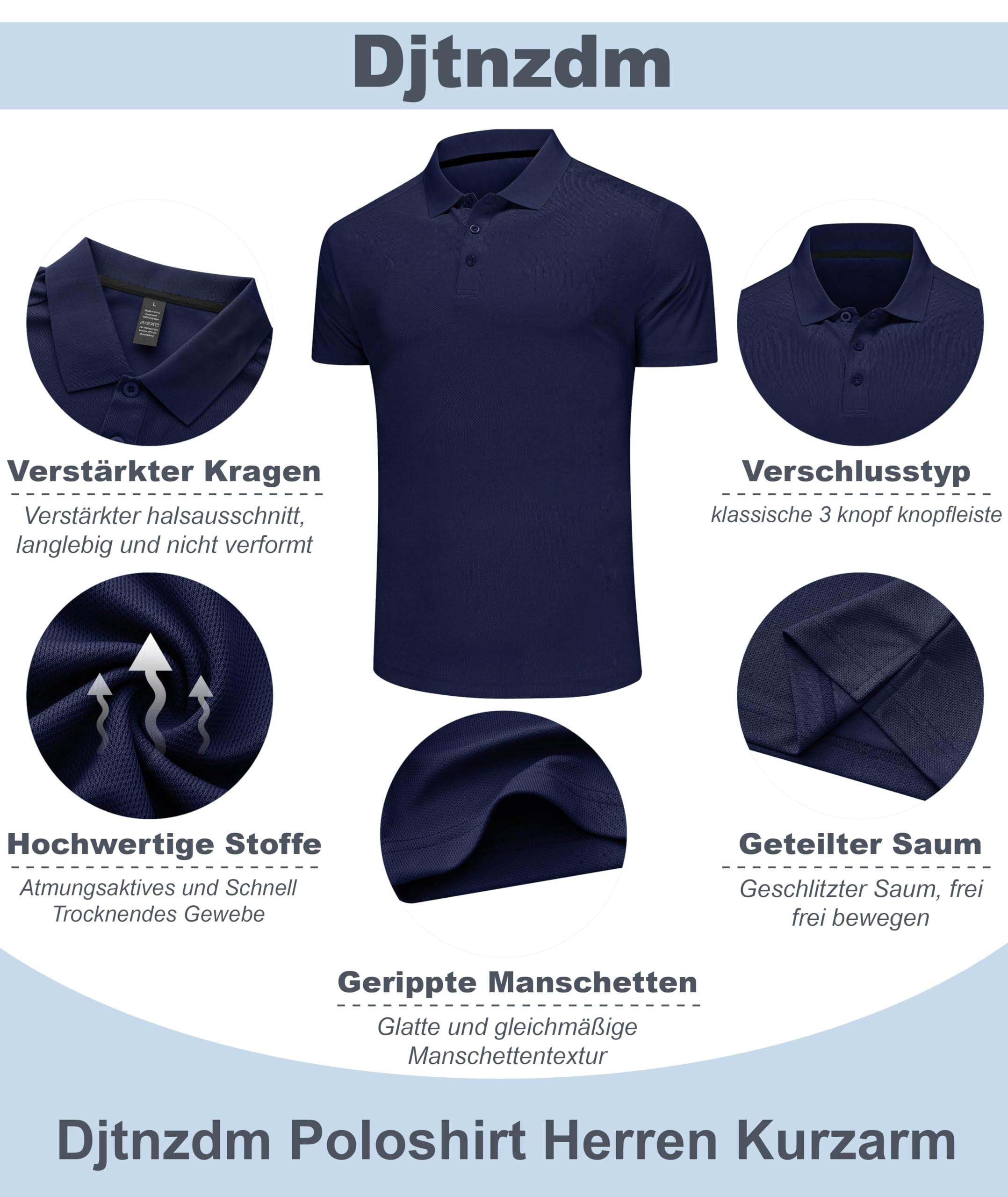 Djtnzdm Polo Uomo Manica Corta Traspirante Polo Estivo Uomo Casual Polo Sportiva Uomo Tennis Polo Shirt Uomo con Bottoni Basic Golf Tennis T-Shirt Regular Fit