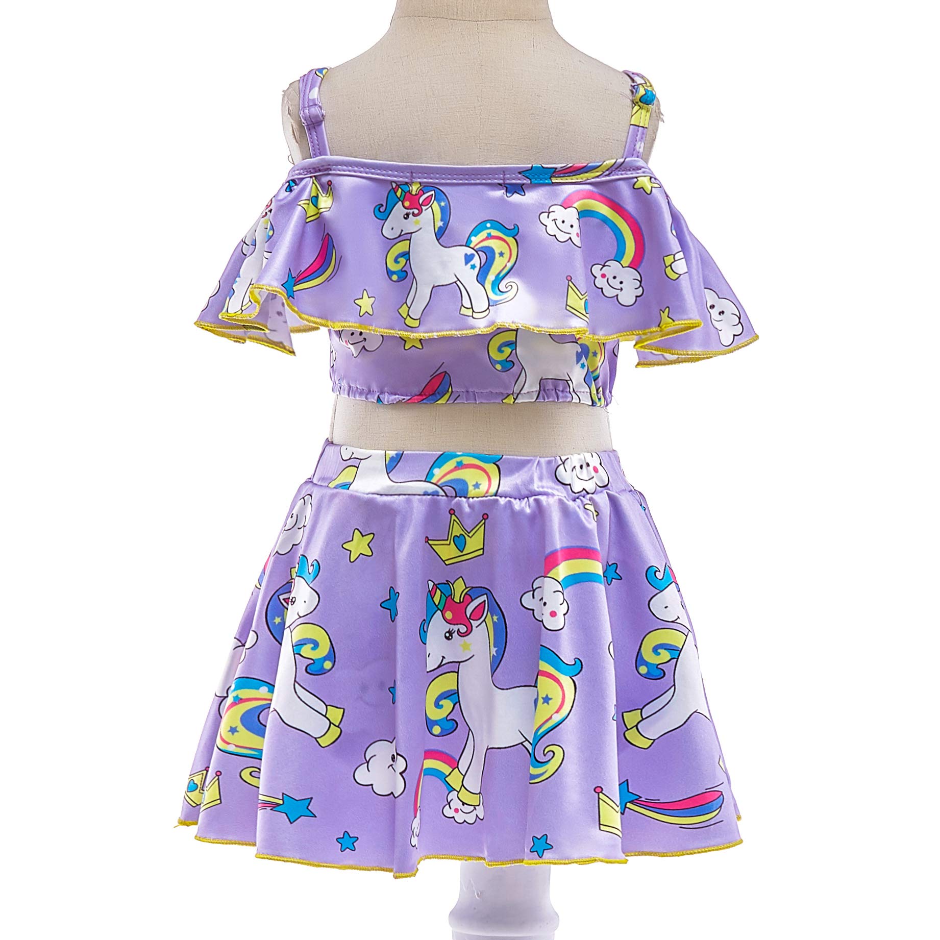 Lito Angels Toddler Girls Unicorn Swimsuit Bathing Suit Poolside Swimwear Tankini Two Piece Set Size 3T Purple