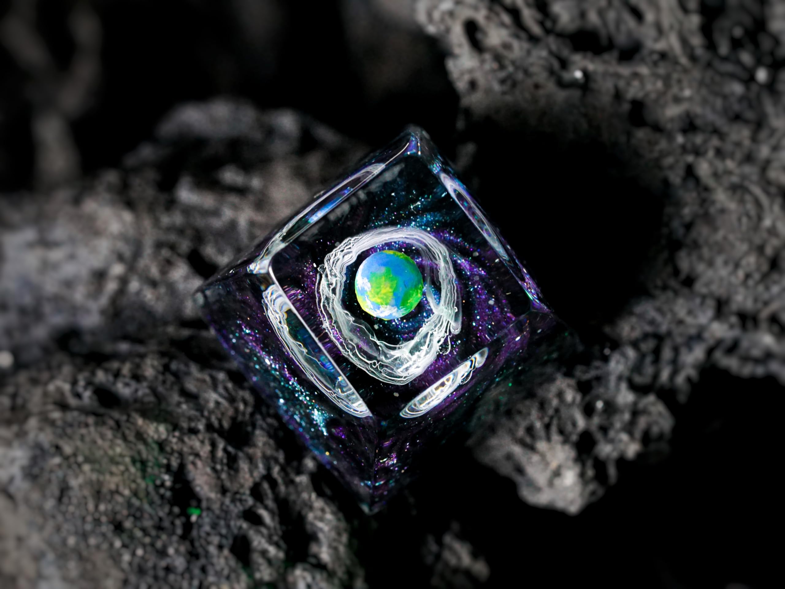 DATKEY Earth Planets Resin Artisan Keycap, Galaxy Spacebar Keycaps, Interstellar Custom Earth Keycaps Handmade Gift for Man Boyfriend On Christmas Valentine Anniversary - 5