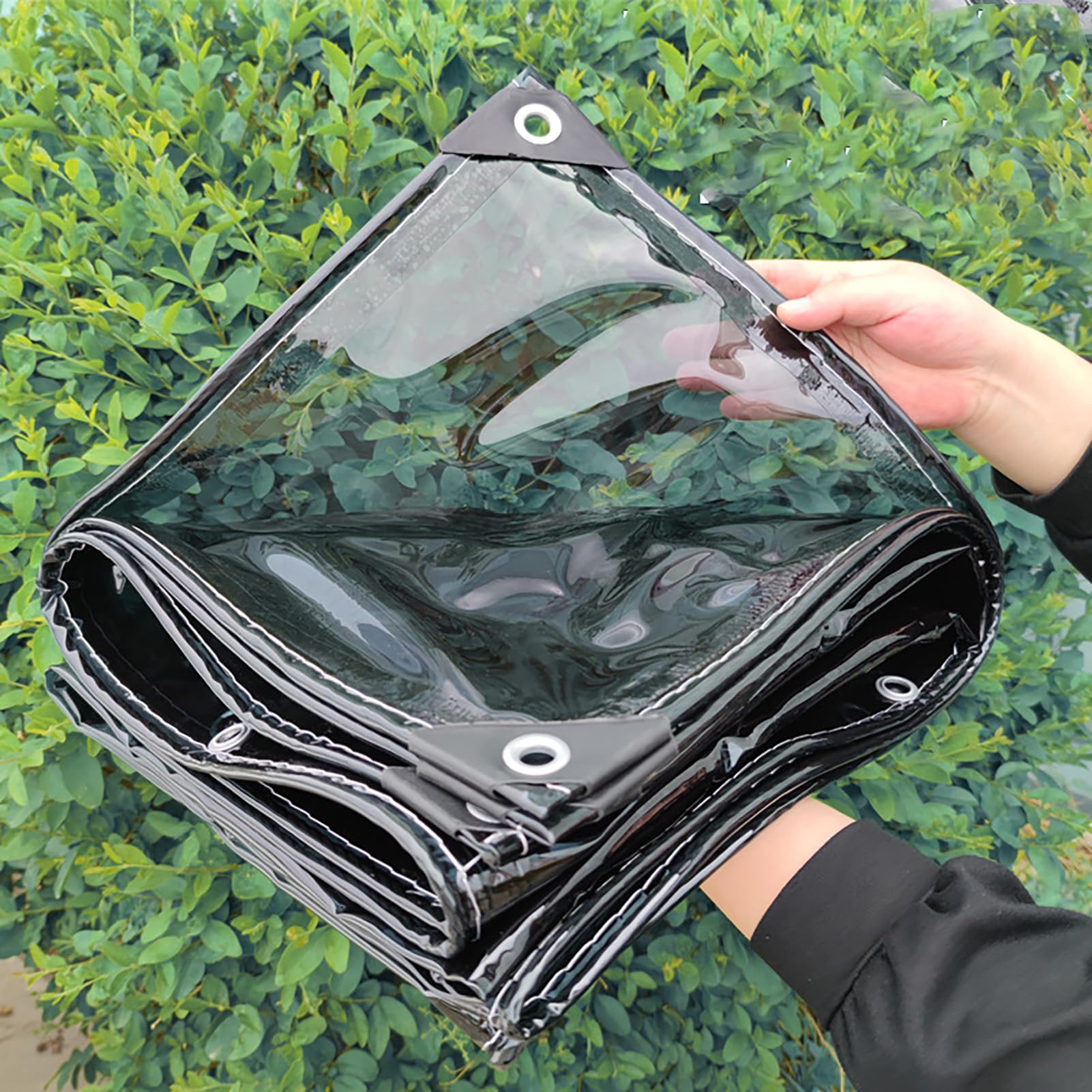 Strapazierfähige Abdeckplane, 400 g/m², schwarz, transparent, 0,35 mm dick, weiches Glas, 1 x 4,5 m Abdeckfolie
