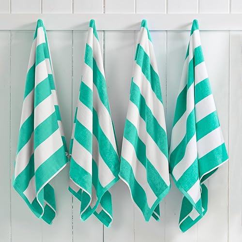 Miniatura 1 de Great Bay Home Toalla de playa de terciopelo a rayas de cabana 100% algodón (30 x 60).