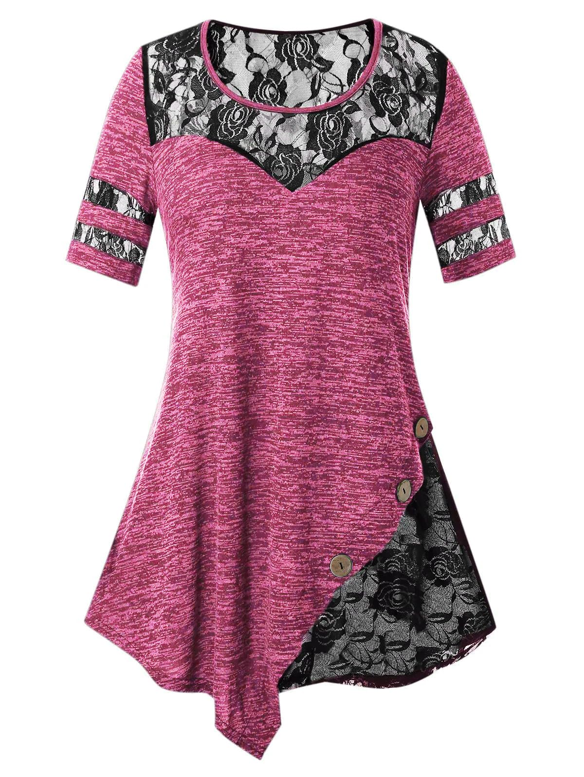 Nihsatin Women's Plus Size Lace up Ribbed Tops Casual T-Shirts Gothic Corset Top: 5508pink 4X-Large